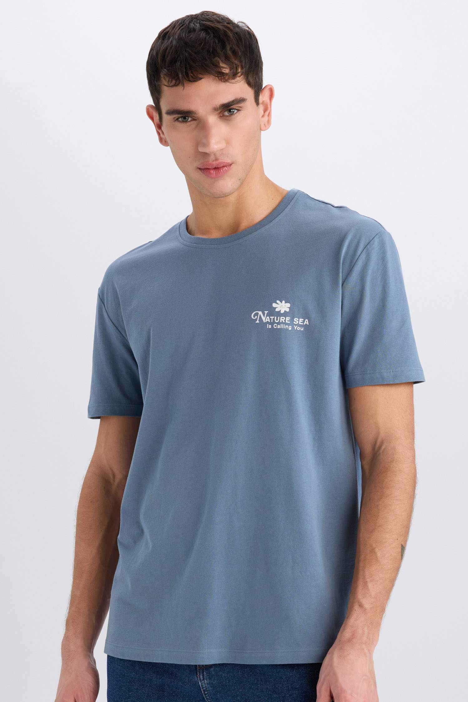 Regular Fit Crew Neck Printed Short Sleeve T-Shirt