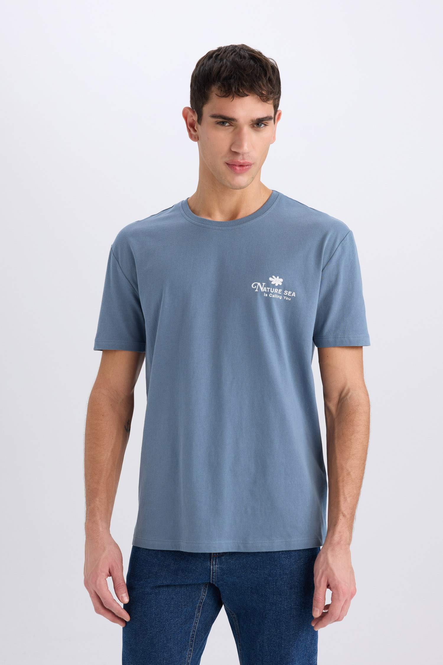 Regular Fit Crew Neck Printed Short Sleeve T-Shirt