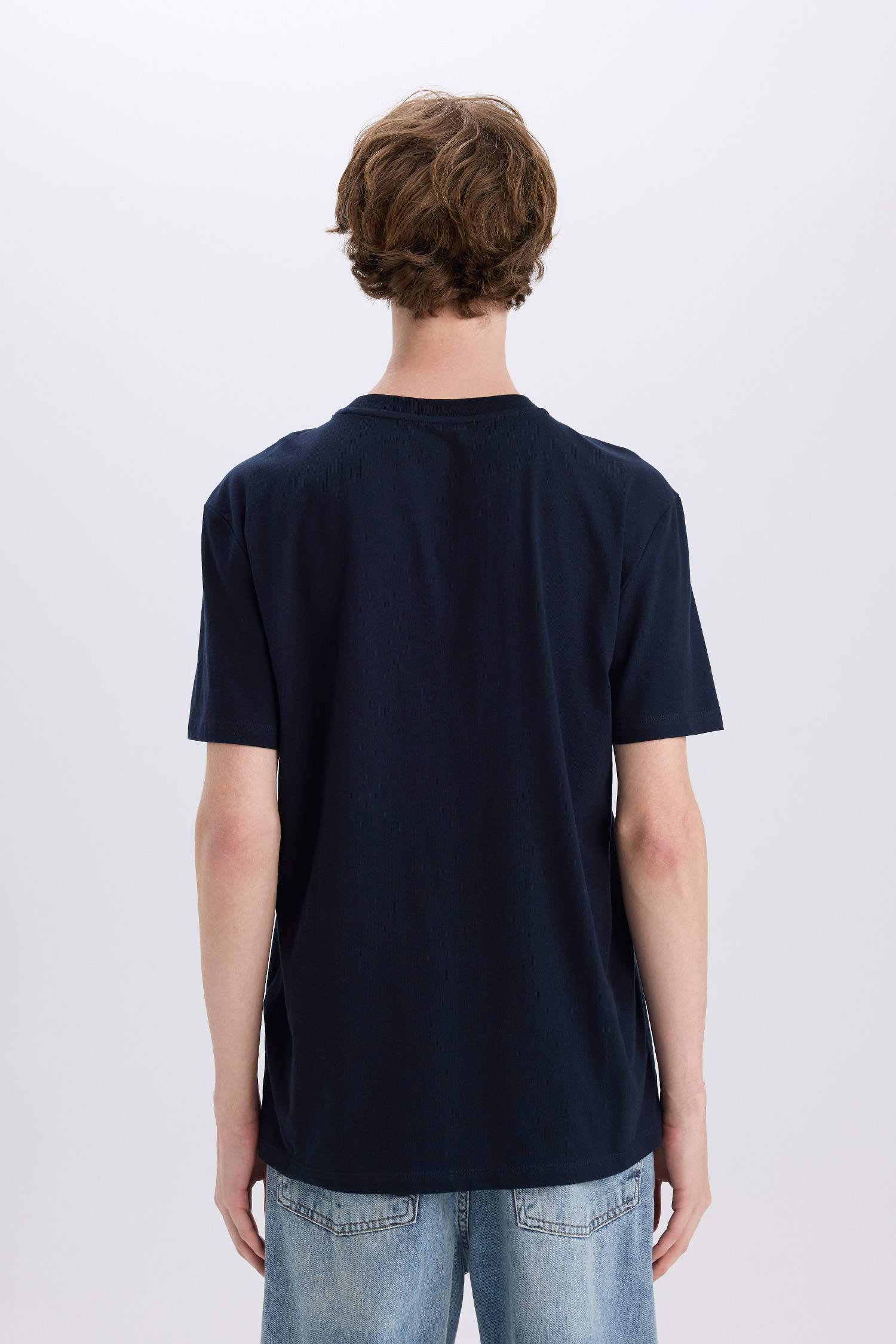 %100 Pamuk Regular Fit Bisiklet Yaka Baskılı Kısa Kollu Tişört