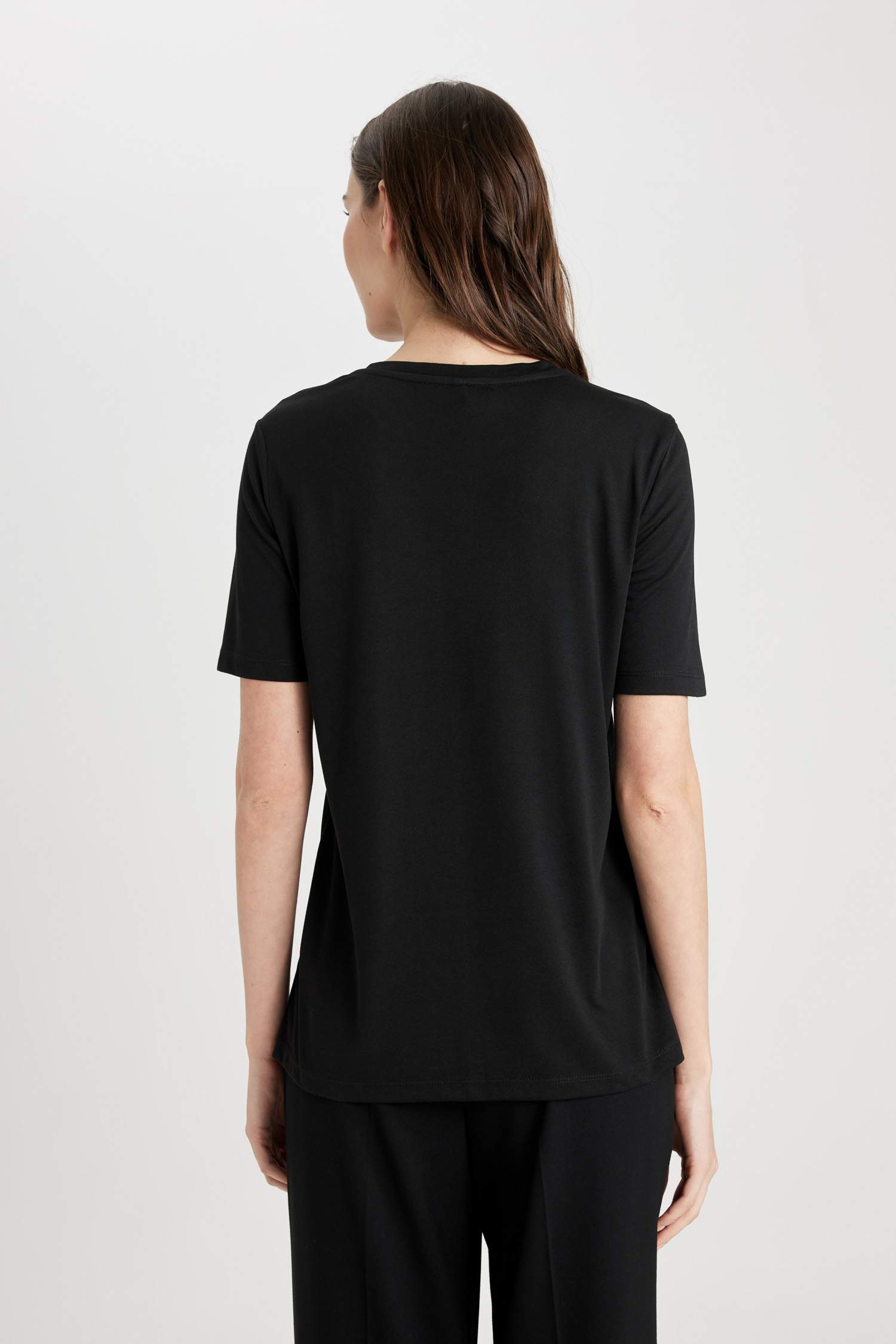 Regular Fit Crew Neck Flower Short Sleeve T-Shirt