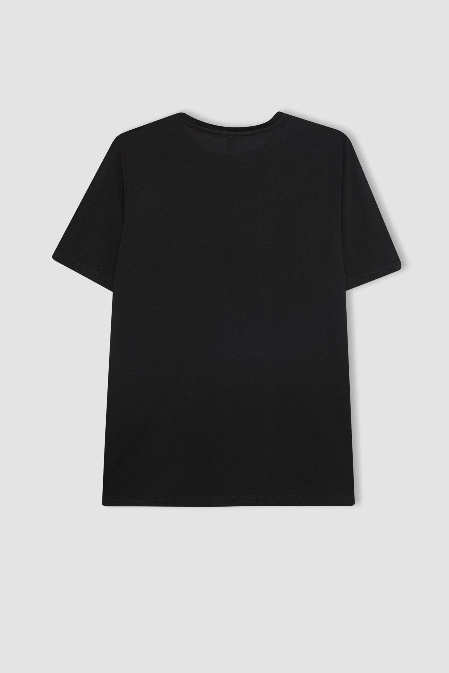 Regular Fit Crew Neck Flower Short Sleeve T-Shirt