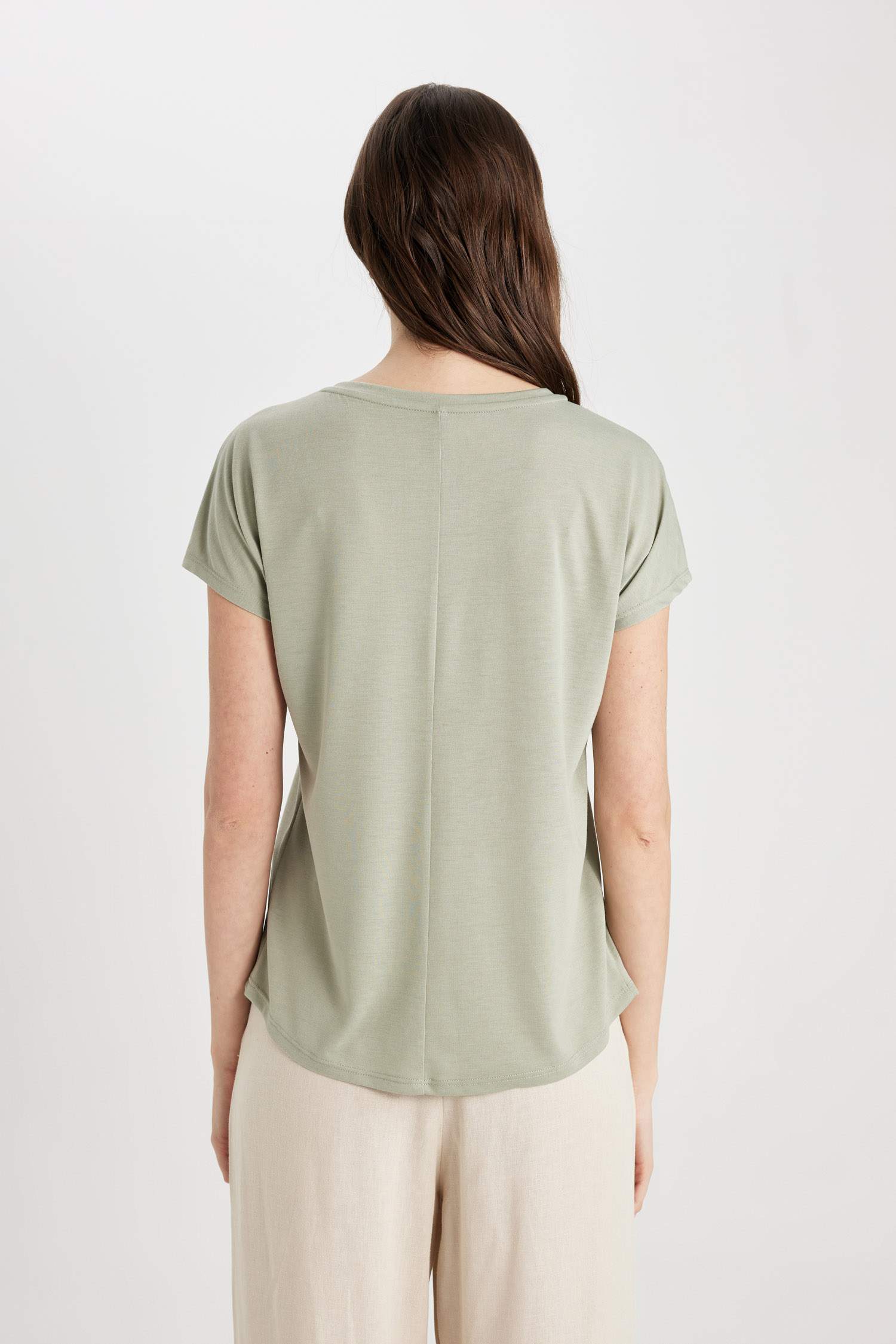 Bisiklet Yaka Baskılı Kısa Kollu Tişört