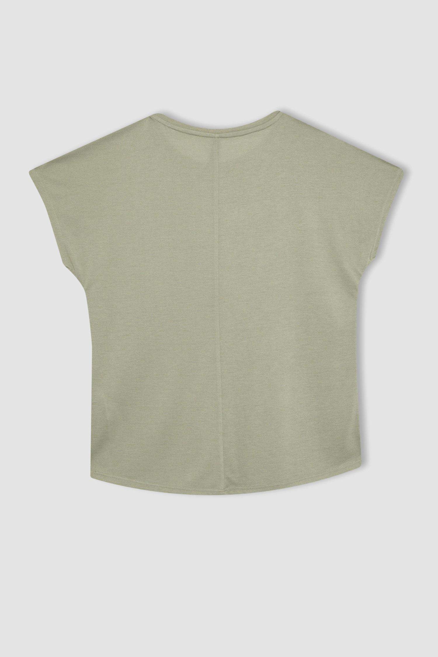 Bisiklet Yaka Baskılı Kısa Kollu Tişört