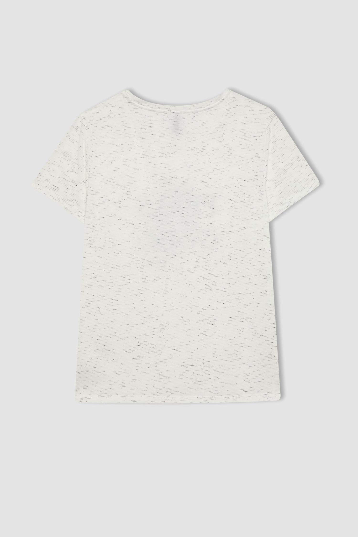 Regular Fit Bisiklet Yaka Çiçekli Kısa Kollu Tişört