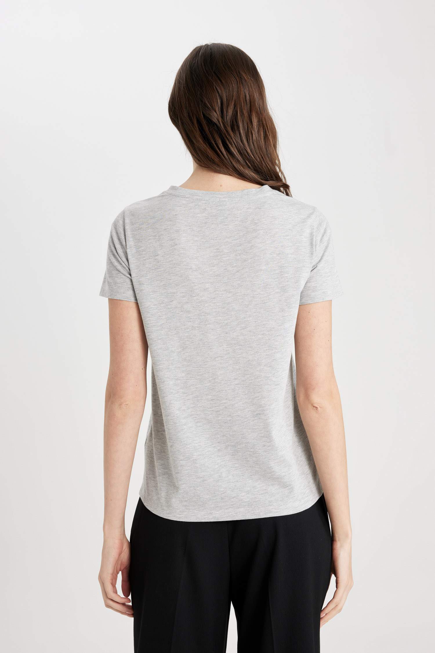 T-Shirt coupe régulière à Manches Courtes à Col Rond et Motif Papillon