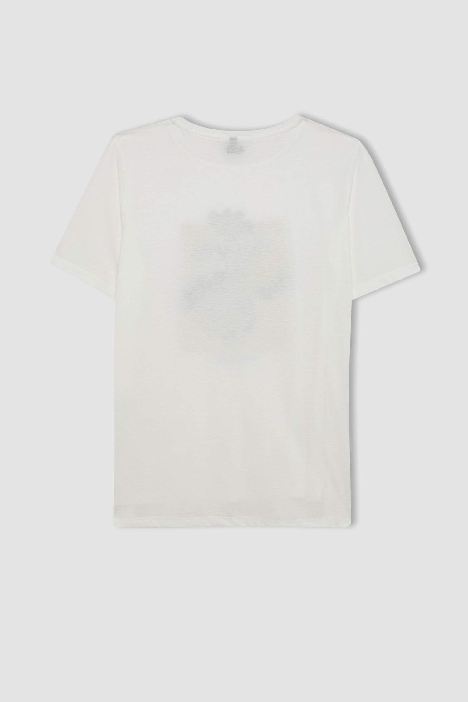 تيشيرت نص كم قصة مريحة برقبة مستديرة