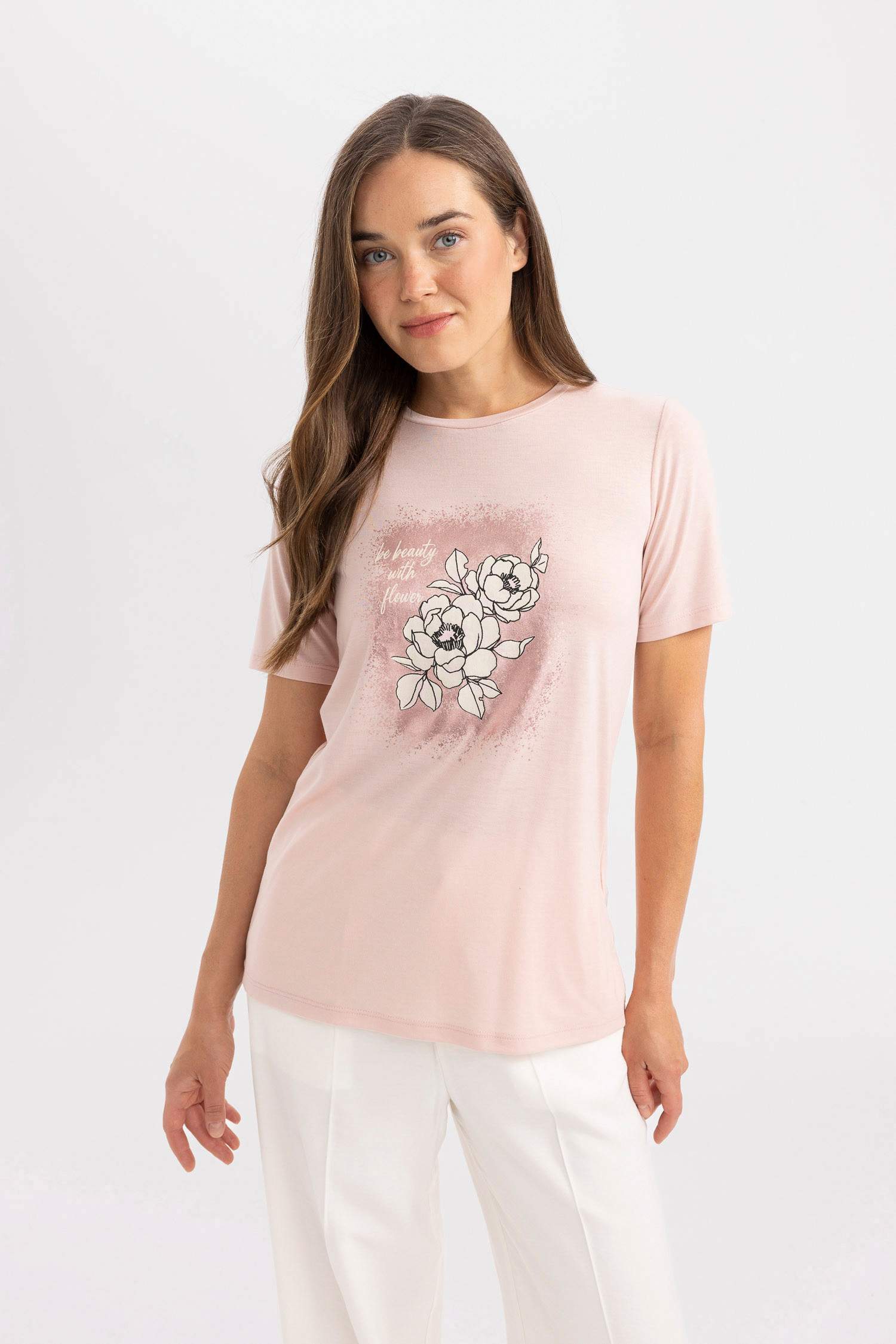 Traditional Regular Fit Crew Neck Floral T-Shirt