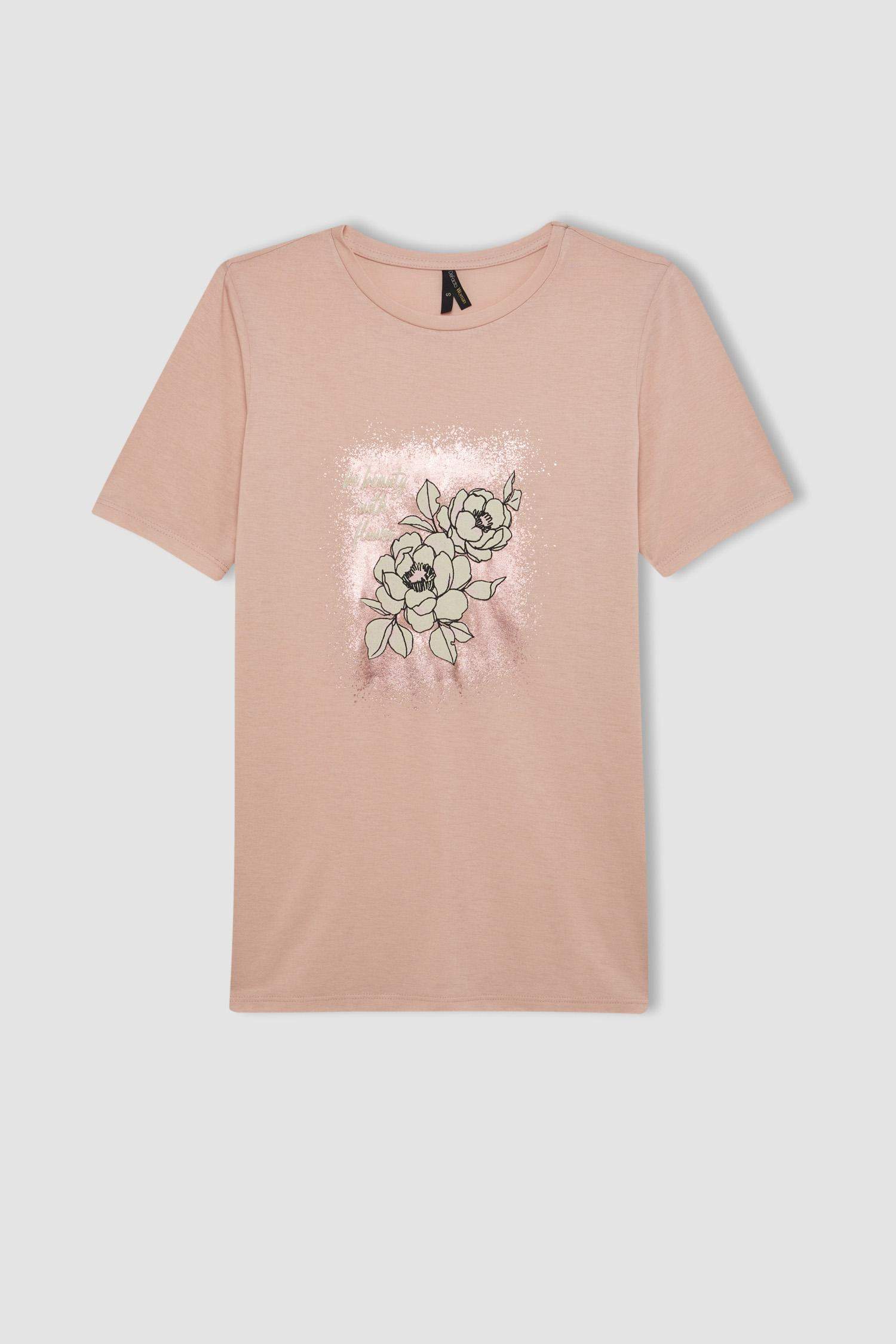 Traditional Regular Fit Crew Neck Floral T-Shirt