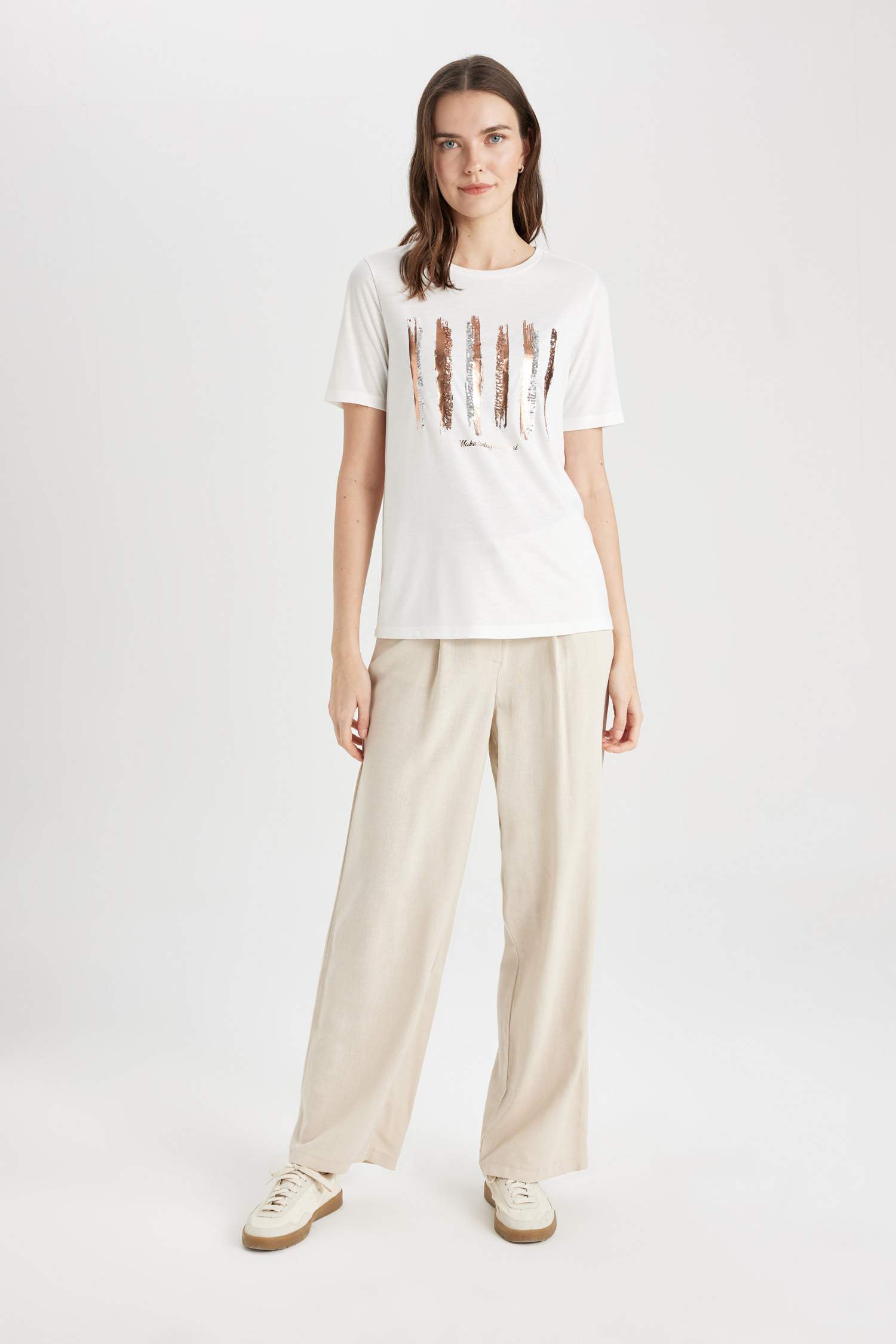 Regular Fit Crew Neck Printed Short Sleeve T-Shirt