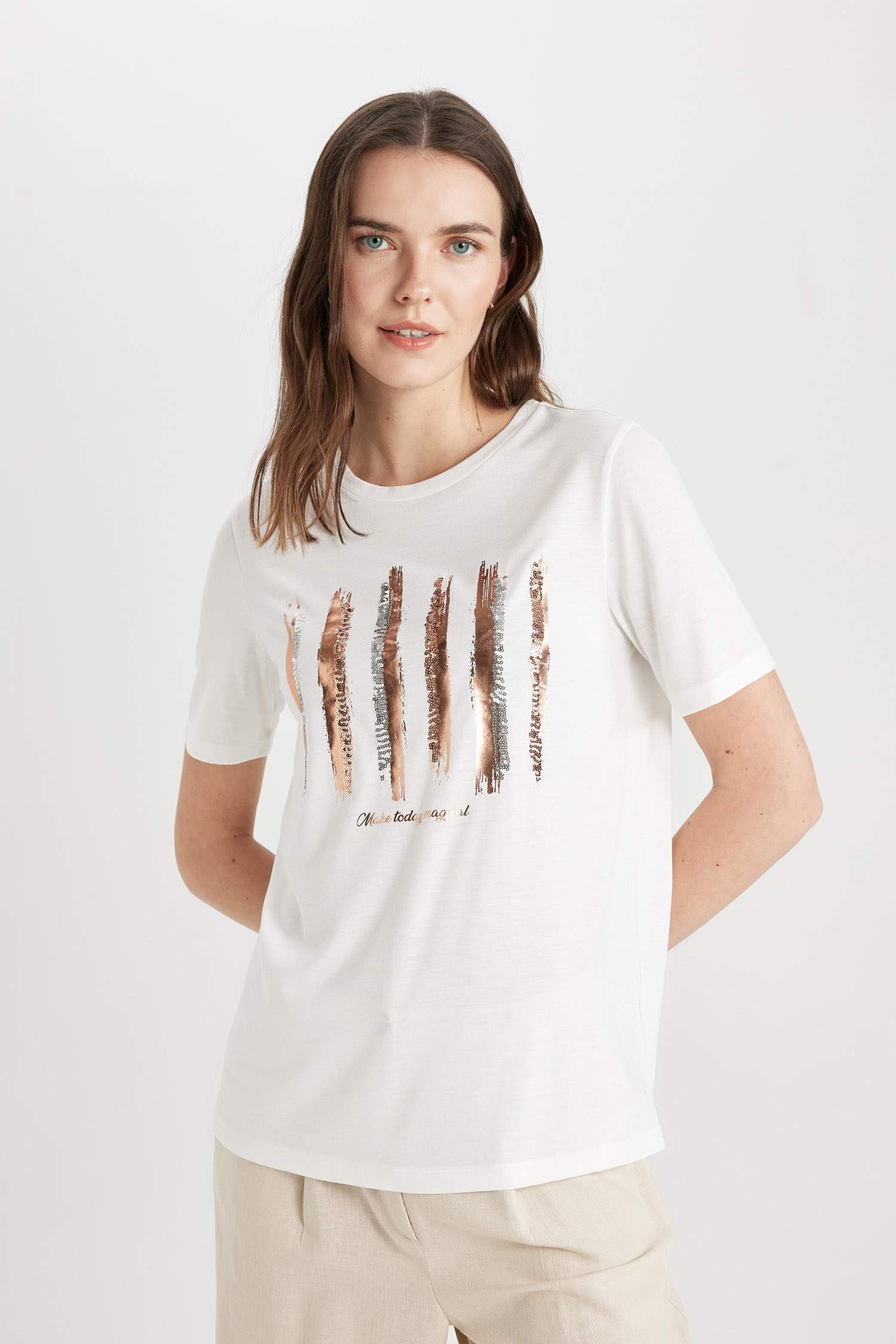 Regular Fit Crew Neck Printed Short Sleeve T-Shirt