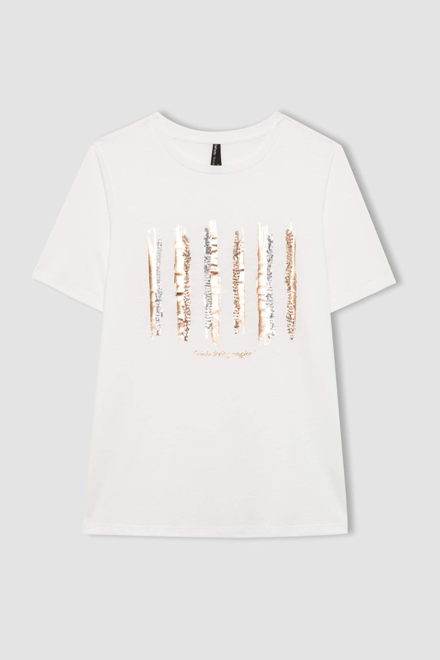 Regular Fit Crew Neck Printed Short Sleeve T-Shirt