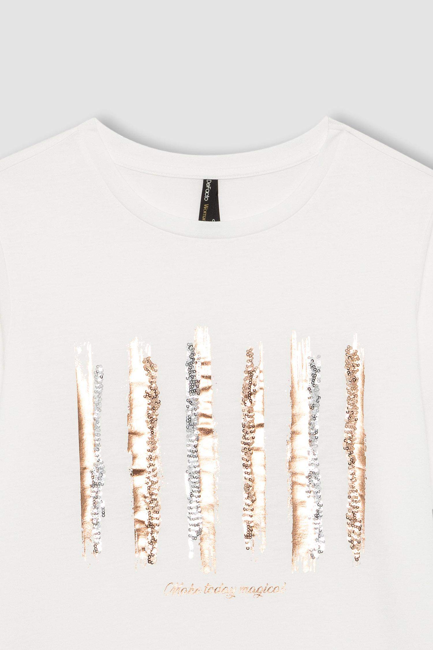 Regular Fit Crew Neck Printed Short Sleeve T-Shirt