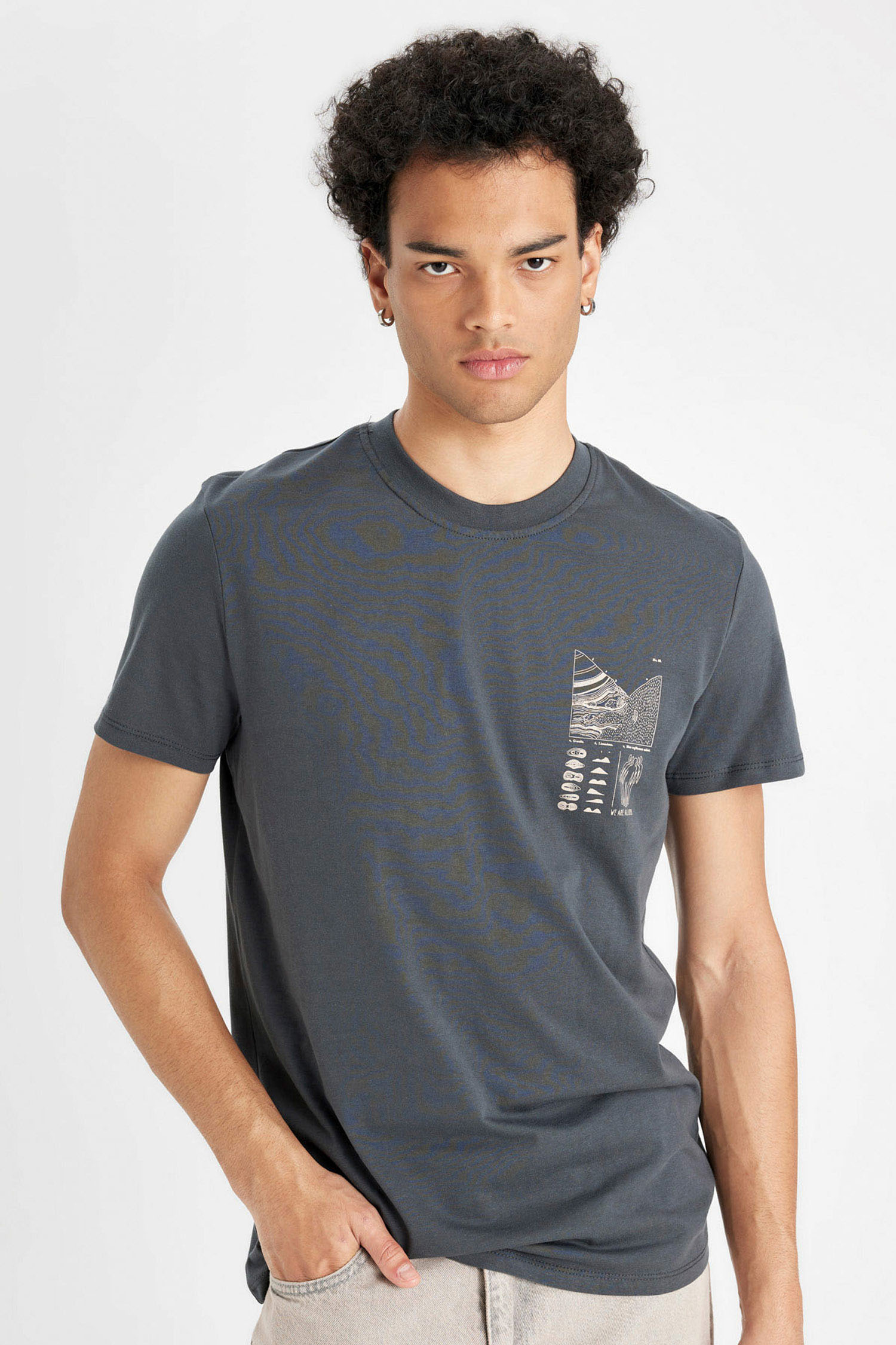 DeFacto %100 Pamuk Slim Fit Baskılı Tişört