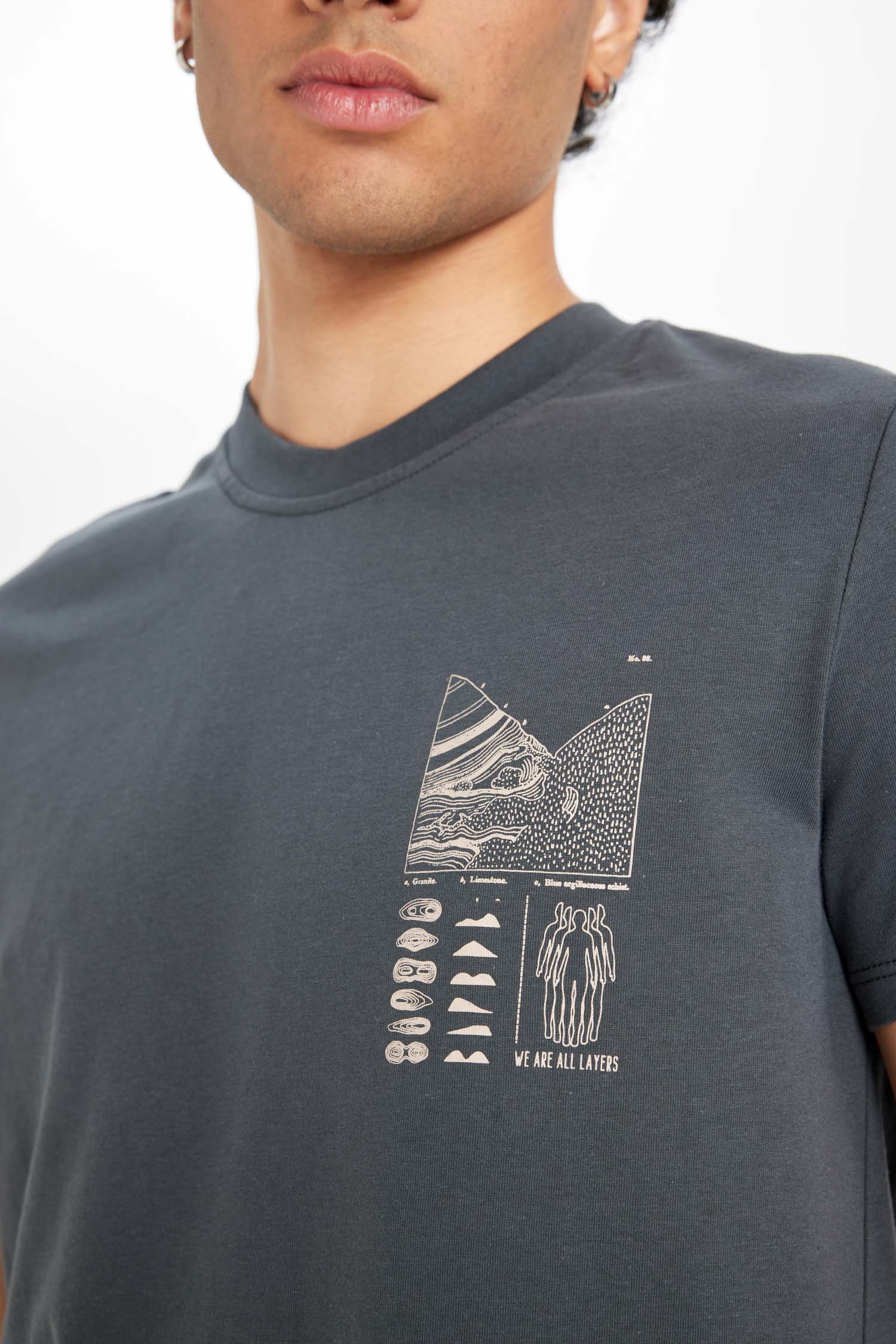 DeFacto %100 Pamuk Slim Fit Baskılı Tişört görsel 5