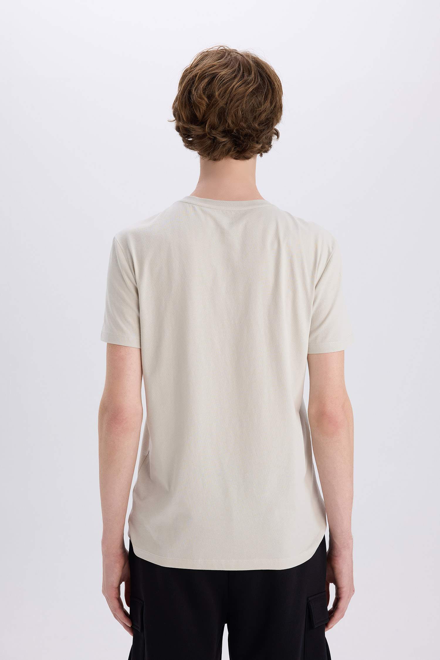 T-shirt slim en coton imprimé à col rond et manches courtes