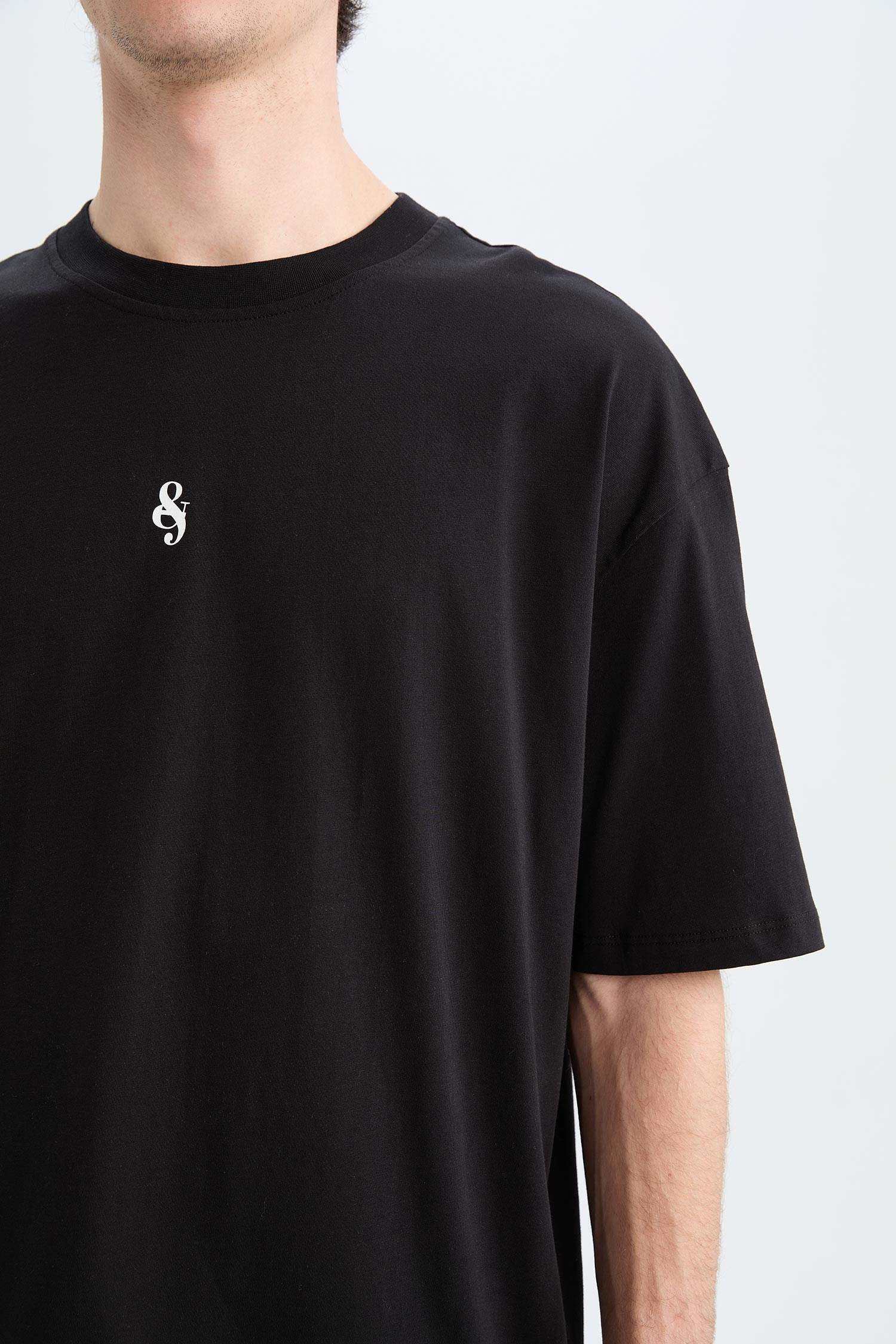 T-shirt oversize en coton imprimé à col rond et manches courtes