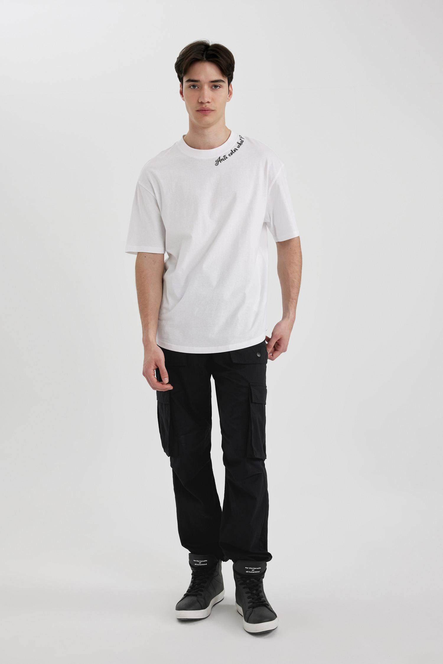 تيشيرت نص ردن قصة مريحة بياخة مستديرة