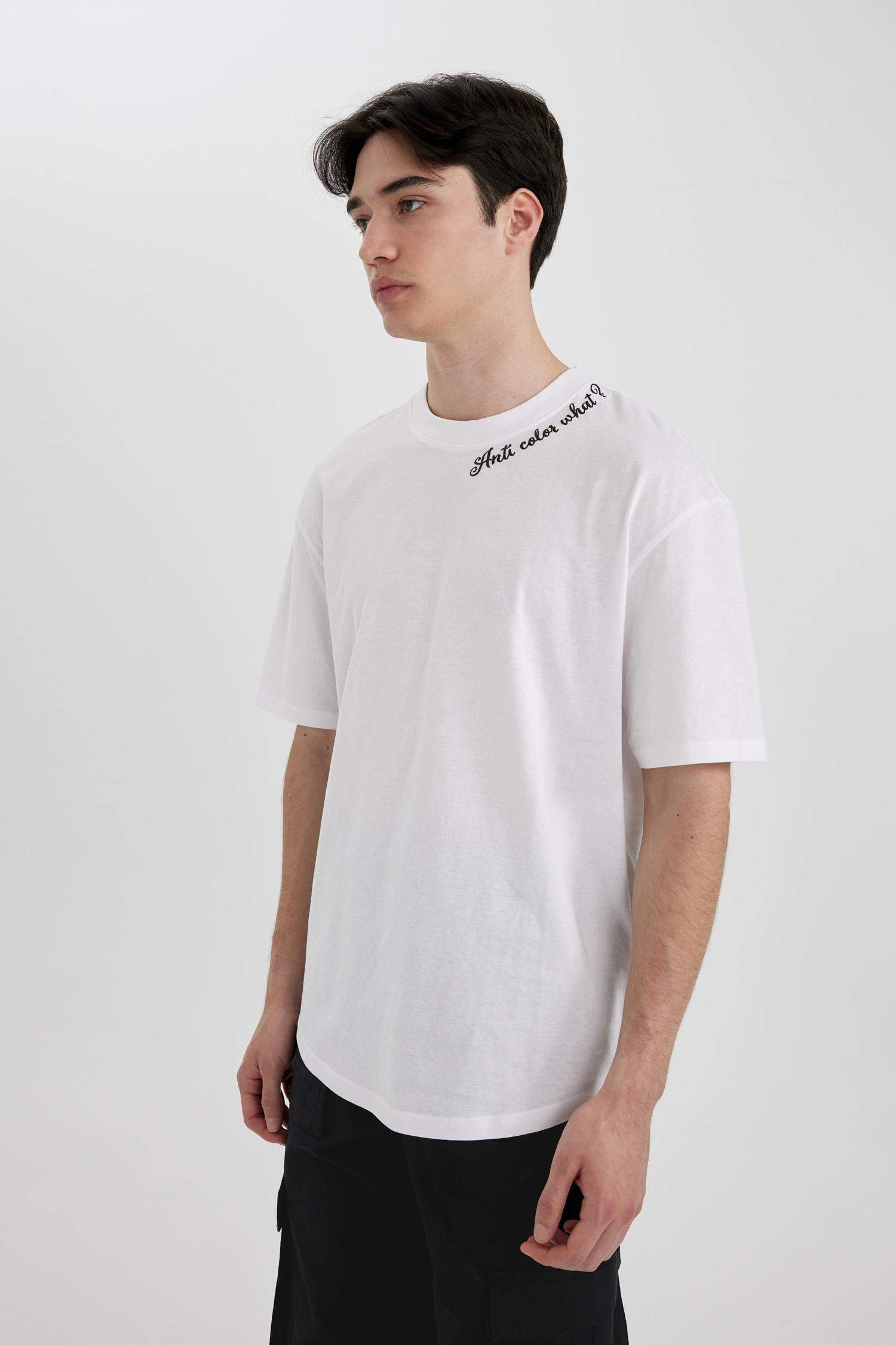 تيشيرت نص ردن قصة مريحة بياخة مستديرة