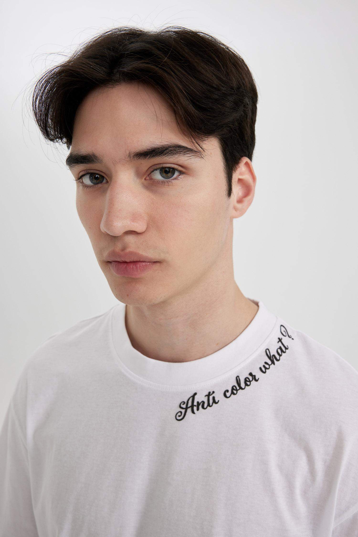 تيشيرت نص ردن قصة مريحة بياخة مستديرة