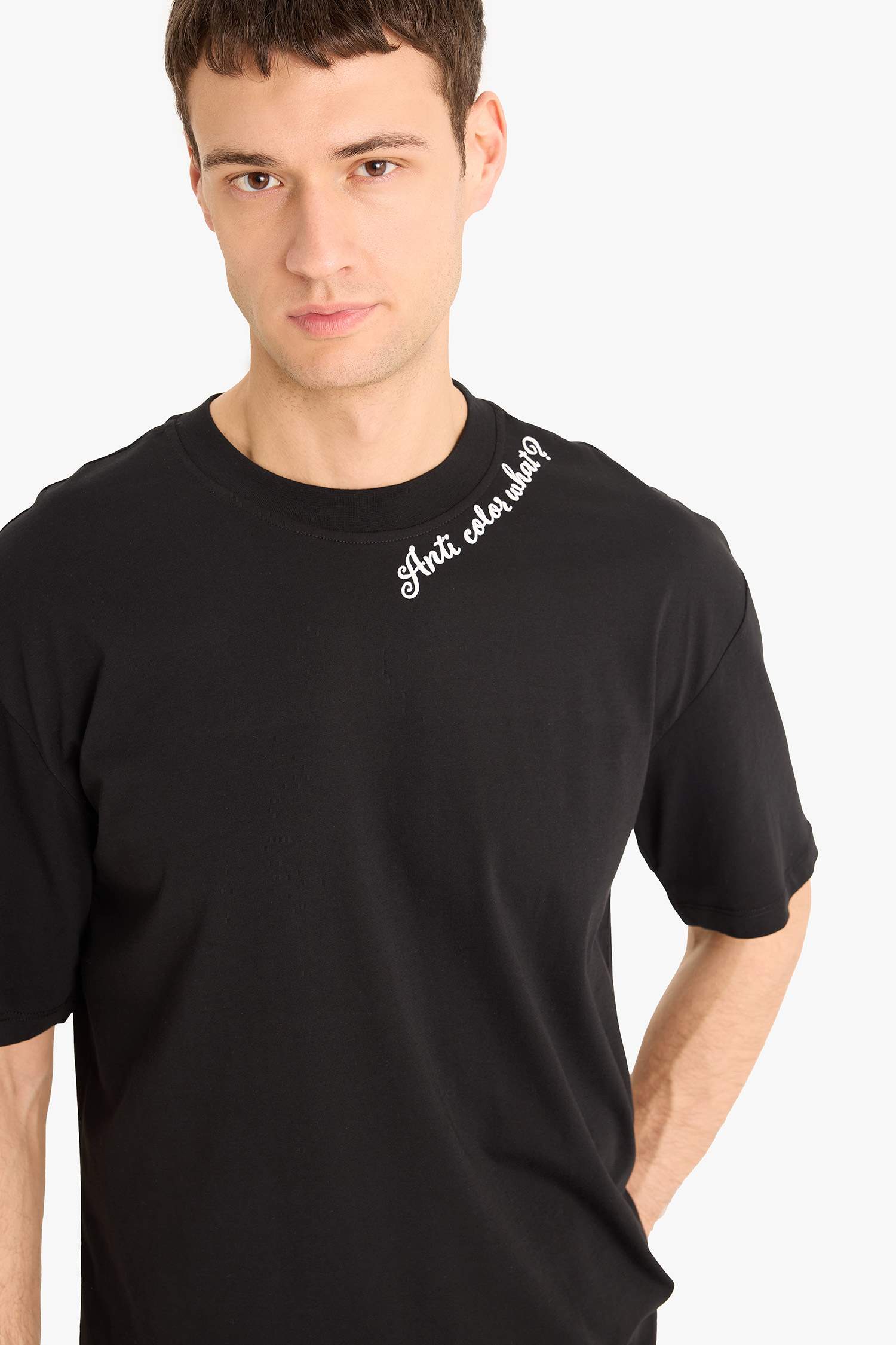 Boxy Fit Crew Neck Printed Short Sleeve T-Shirt