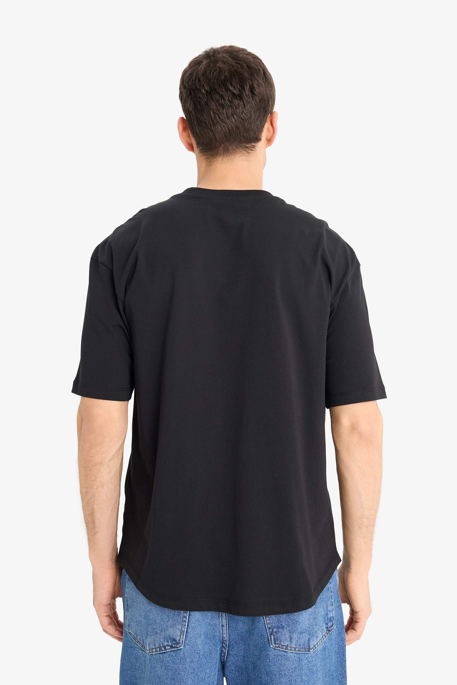 Boxy Fit Crew Neck Printed Short Sleeve T-Shirt