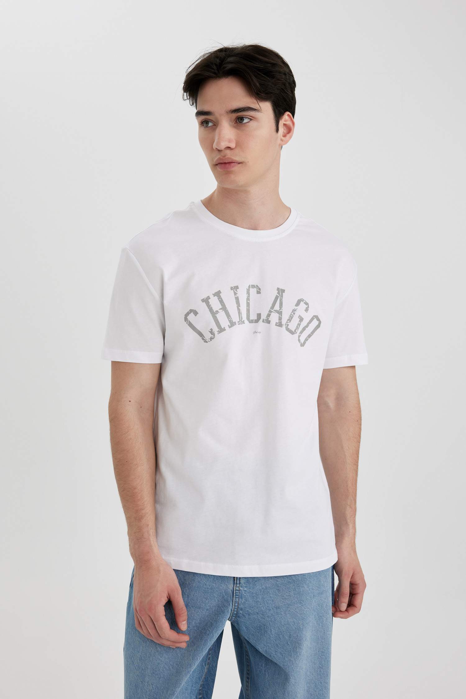 Regular Fit Crew Neck Printed Short Sleeve T-Shirt
