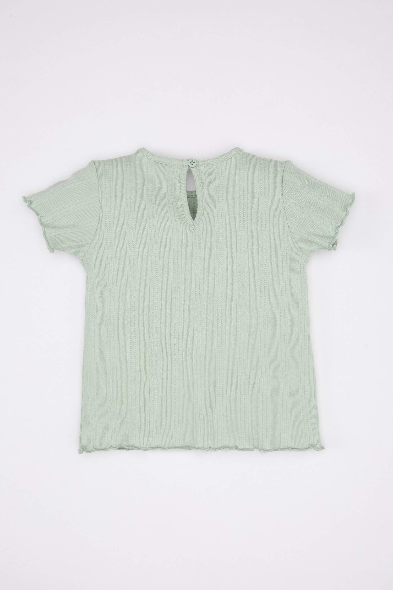 تيشيرت بناتي نص كم بنقشة الزهور مضلع قصة عادية