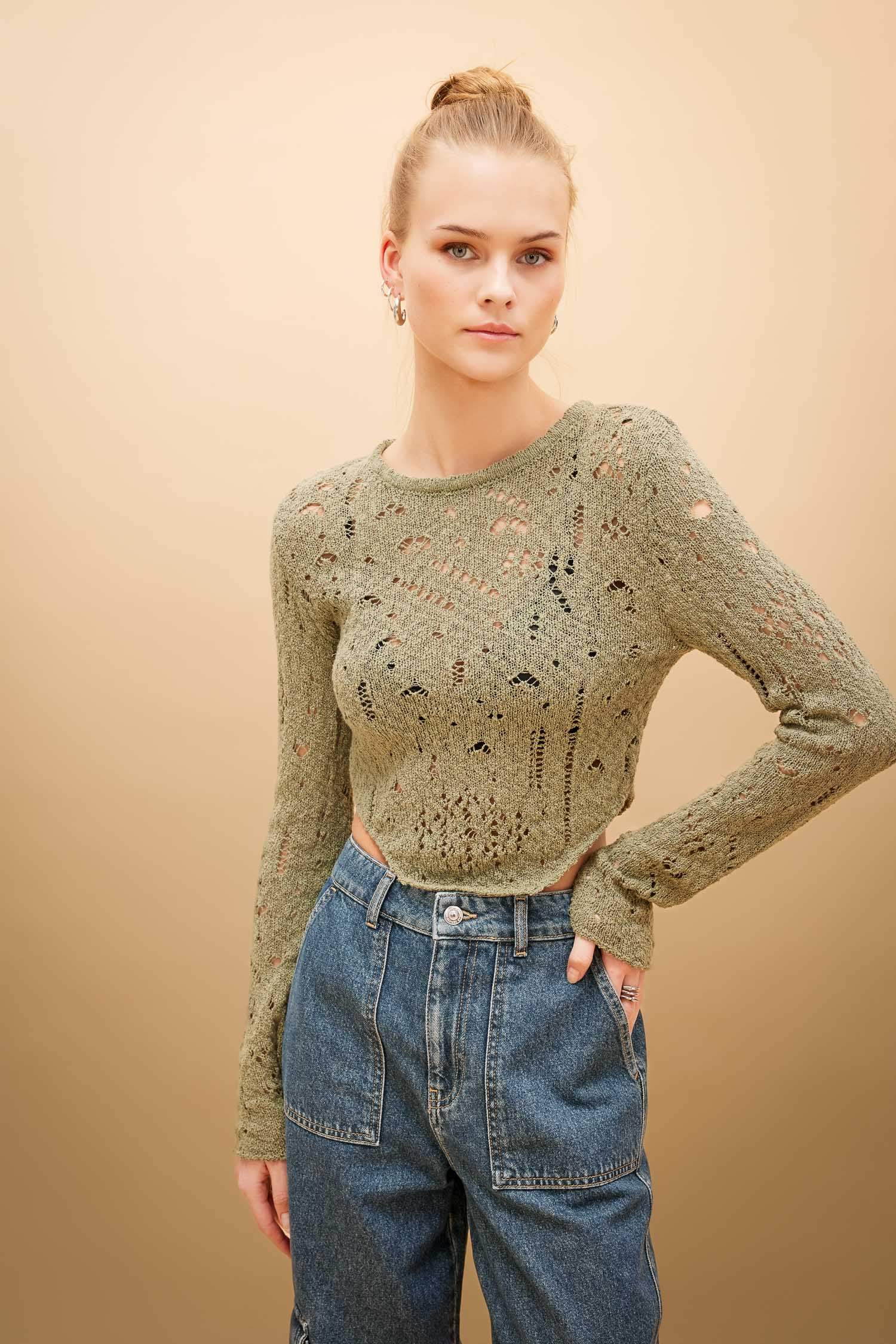 Pull tricot slim à col rond