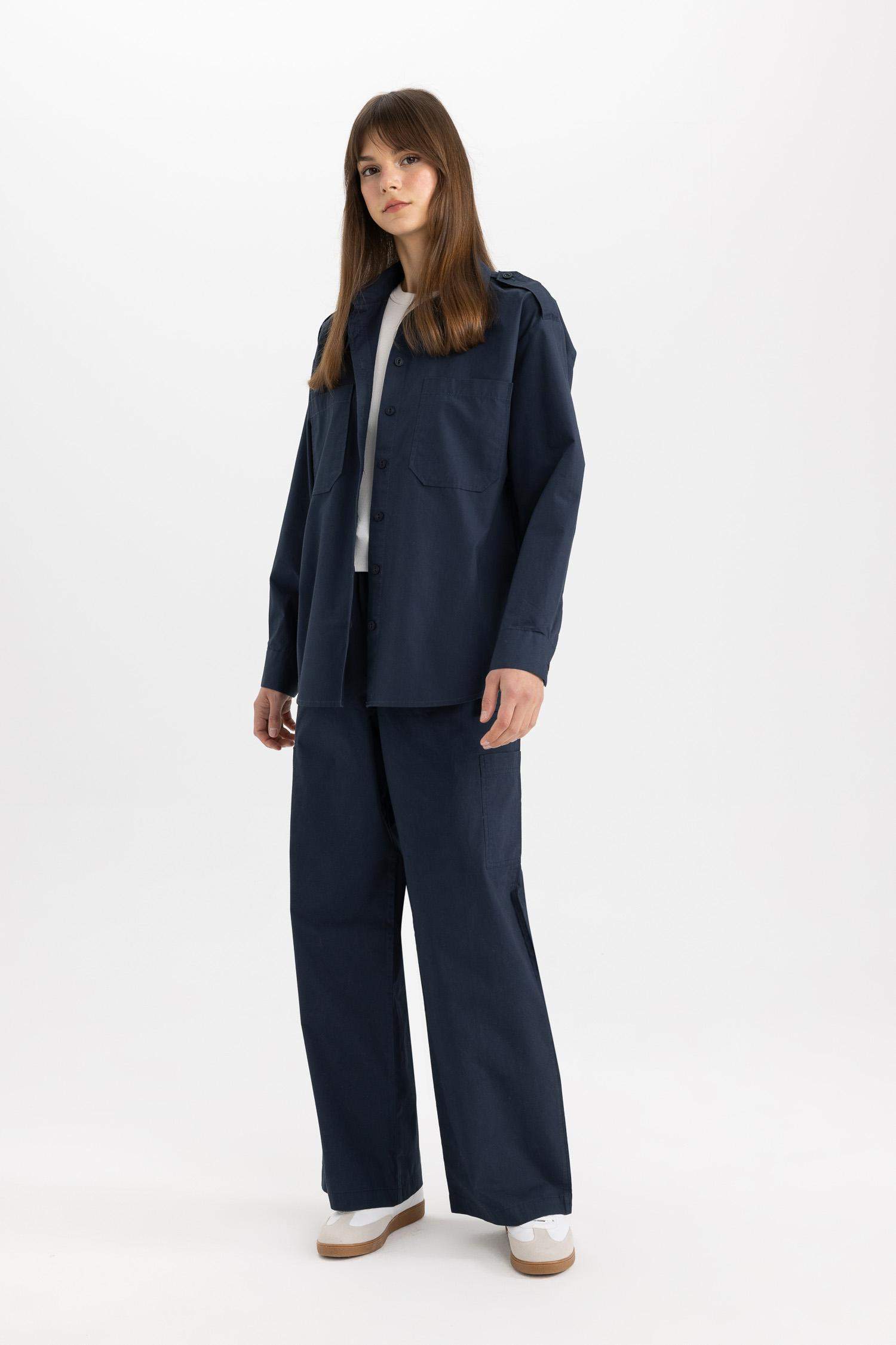 Relax Fit Poplin Long Sleeve Shirt Tunic