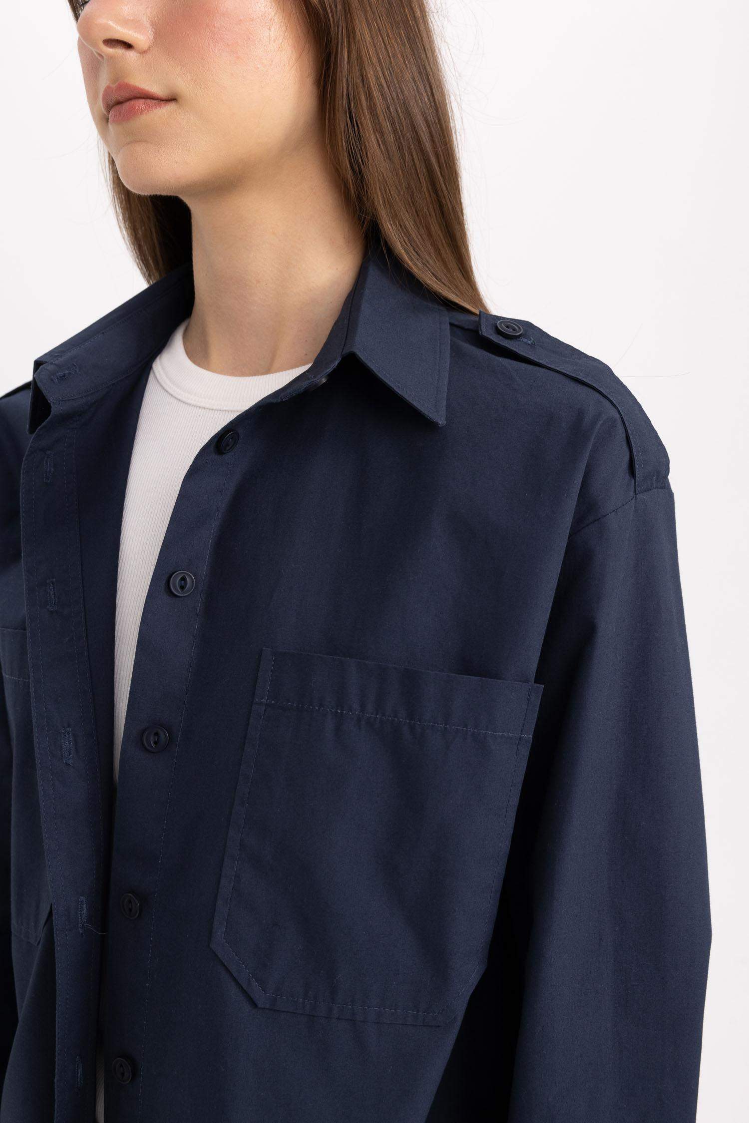 Relax Fit Poplin Long Sleeve Shirt Tunic