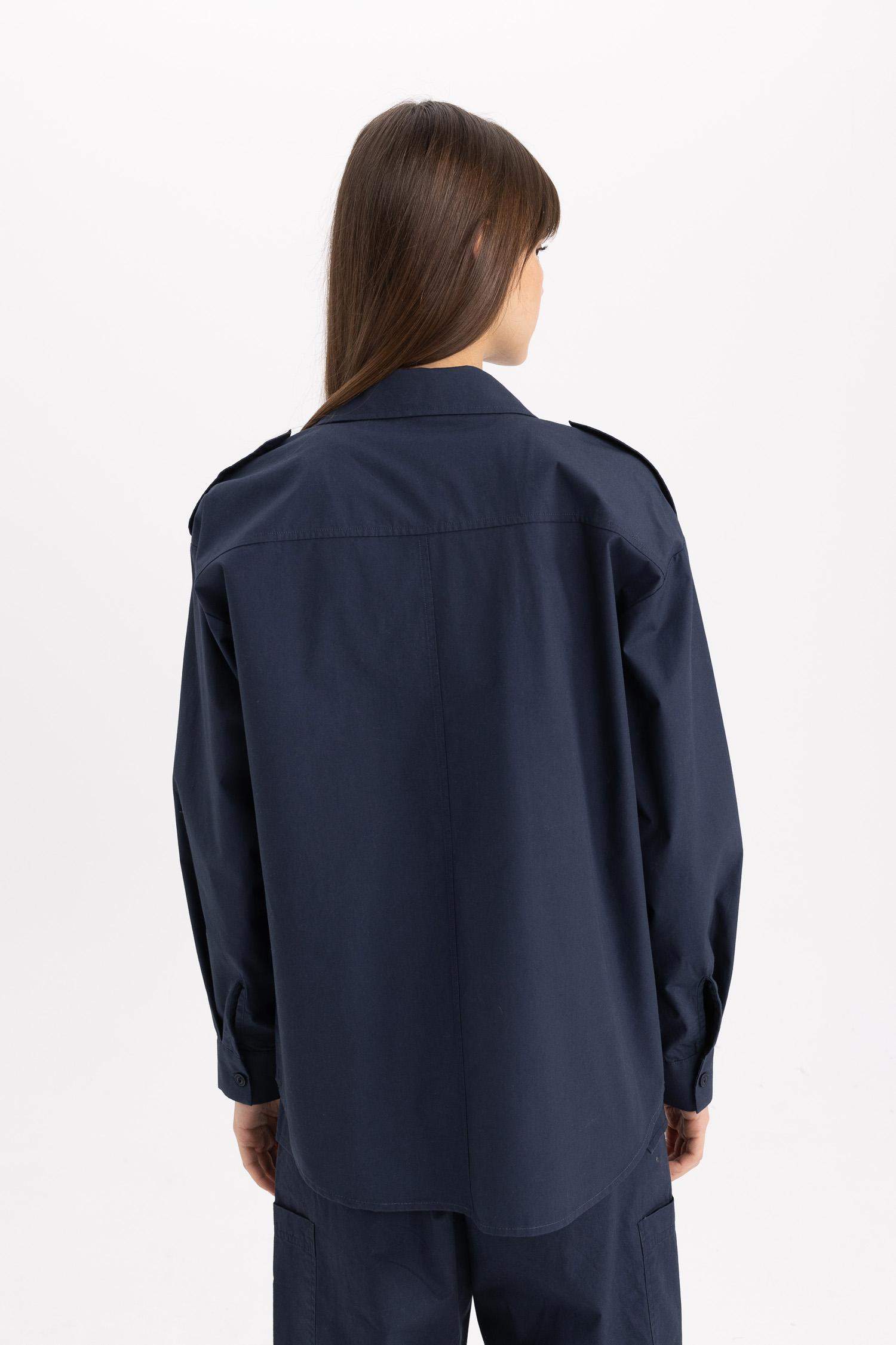 Relax Fit Poplin Long Sleeve Shirt Tunic