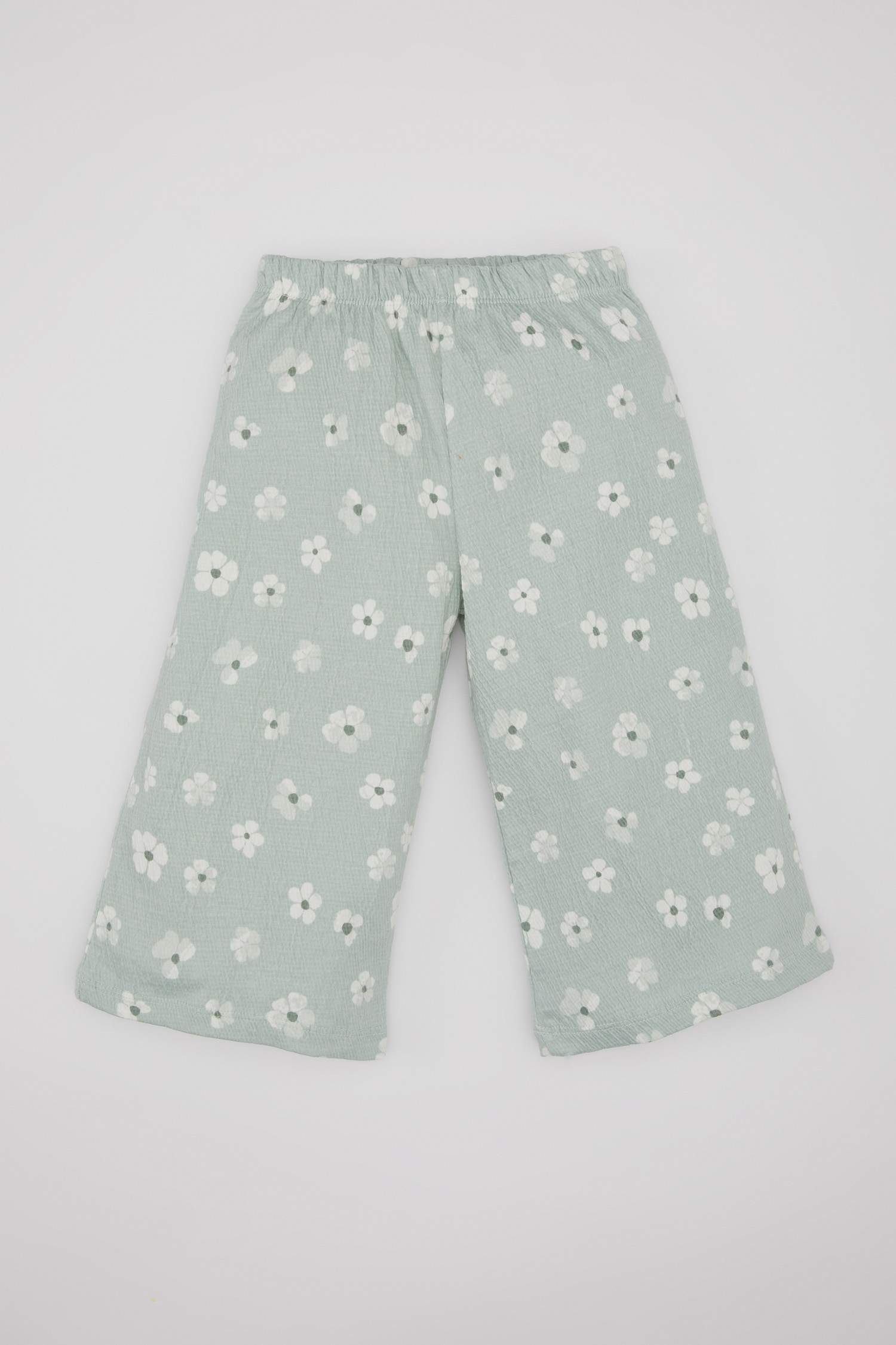 طقم بناتي تي شيرت سروال وبندانا بنقشة الزهور - 3 قطع