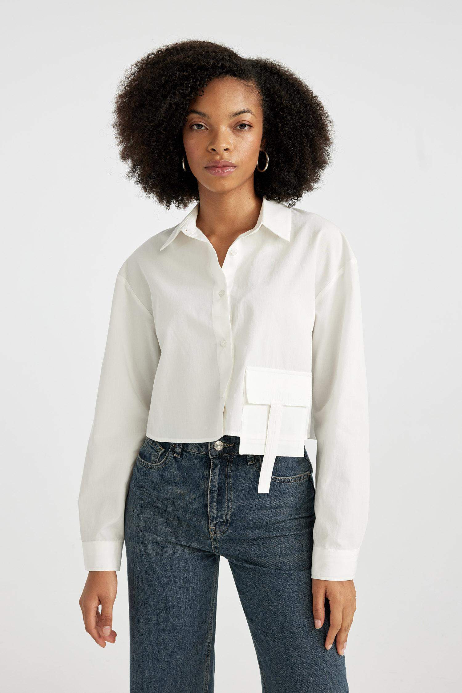 Рубашка оверсайз с длинным рукавом из поплина