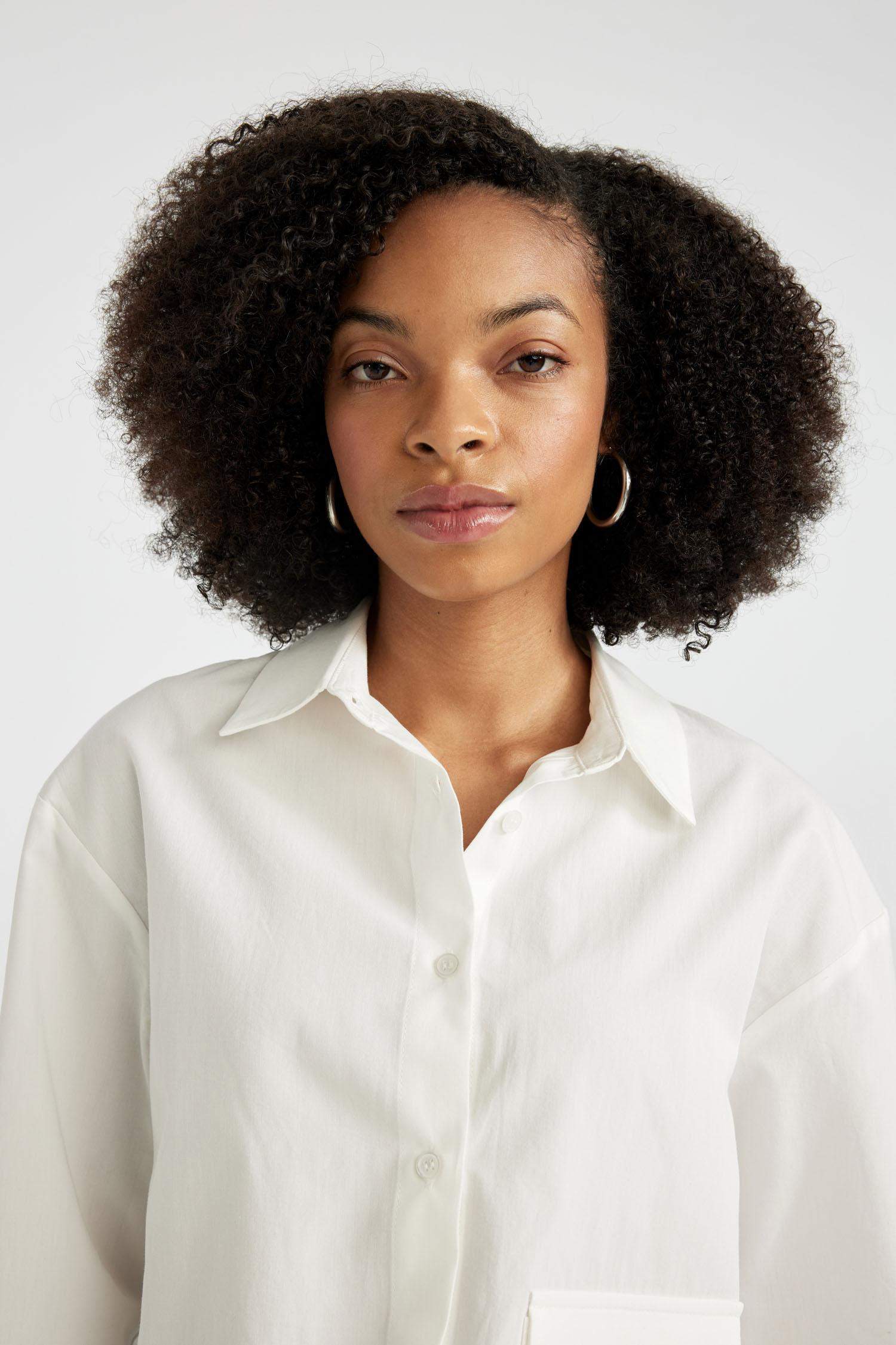 Рубашка оверсайз с длинным рукавом из поплина