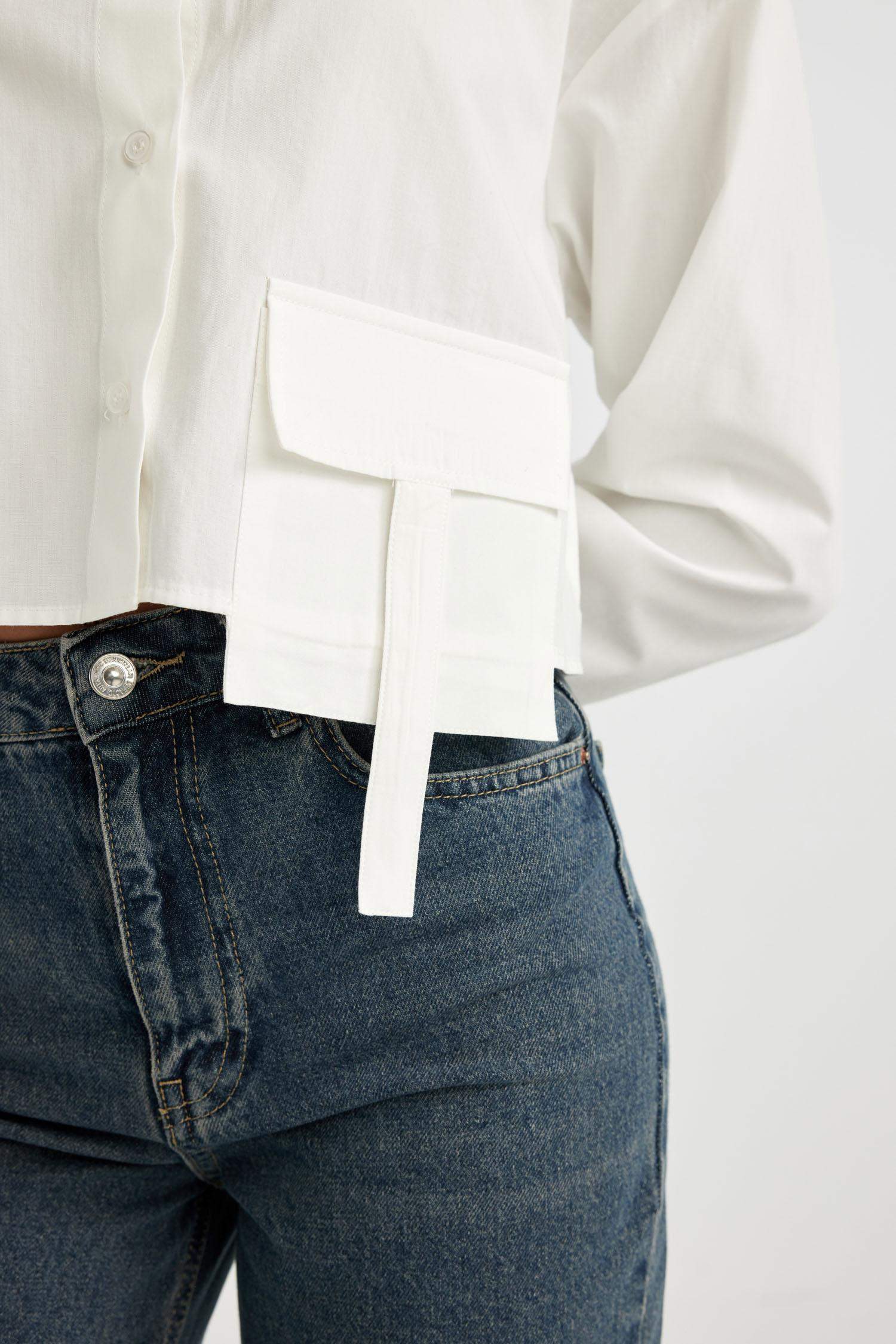 Рубашка оверсайз с длинным рукавом из поплина