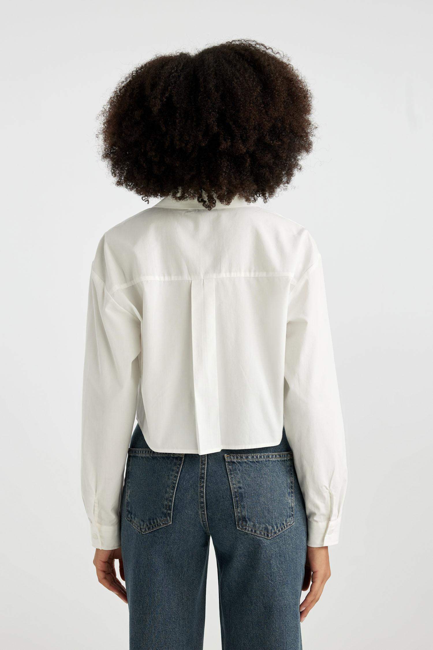 Рубашка оверсайз с длинным рукавом из поплина