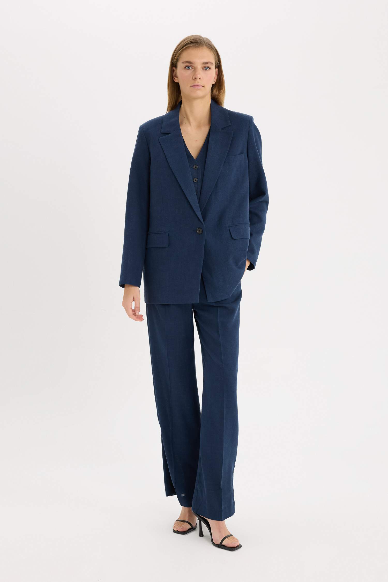 Veste Blazer oversize en lin mélangé