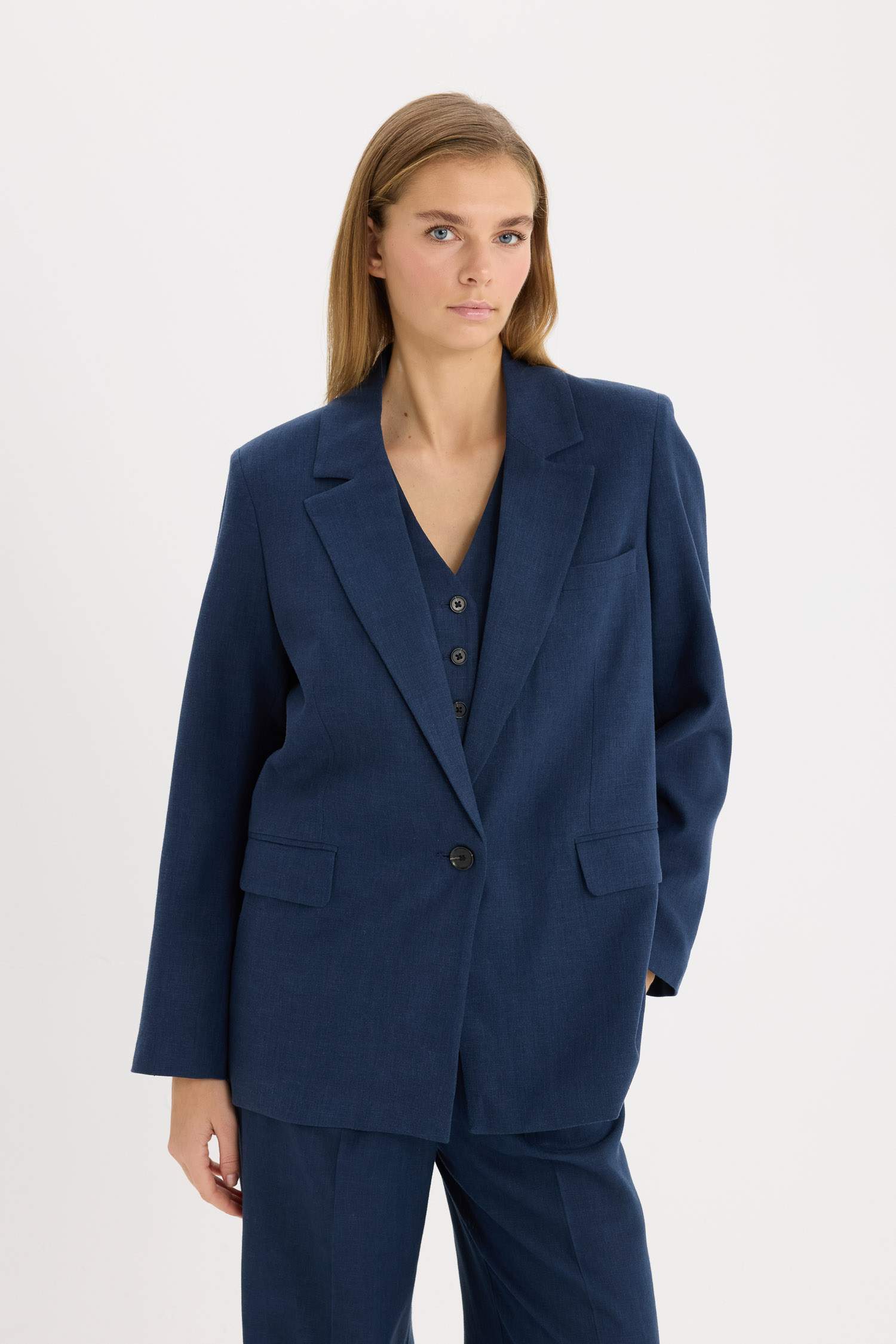 Veste Blazer oversize en lin mélangé