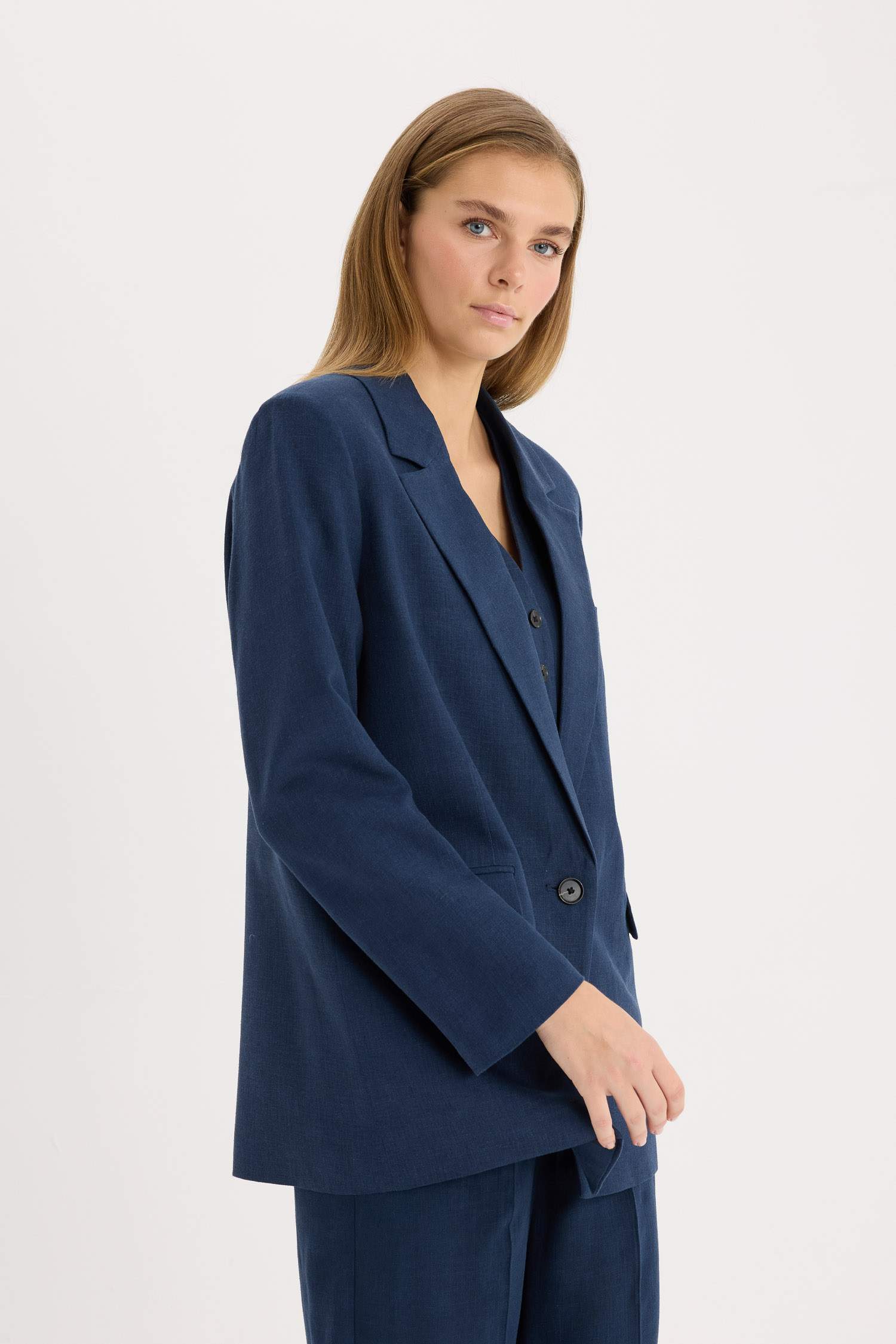 Veste Blazer oversize en lin mélangé