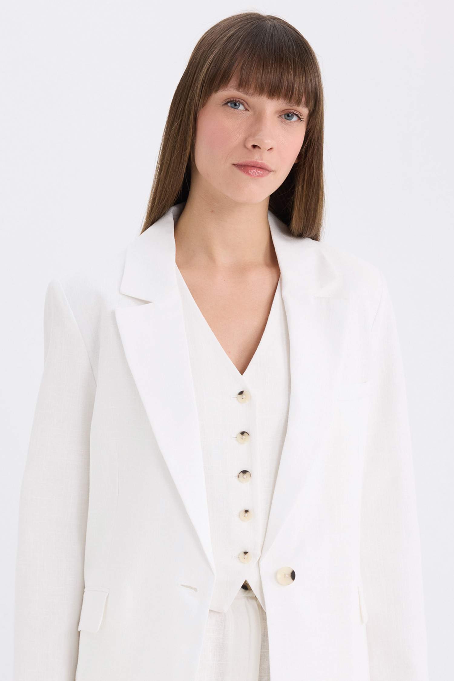 Veste Blazer oversize en lin mélangé