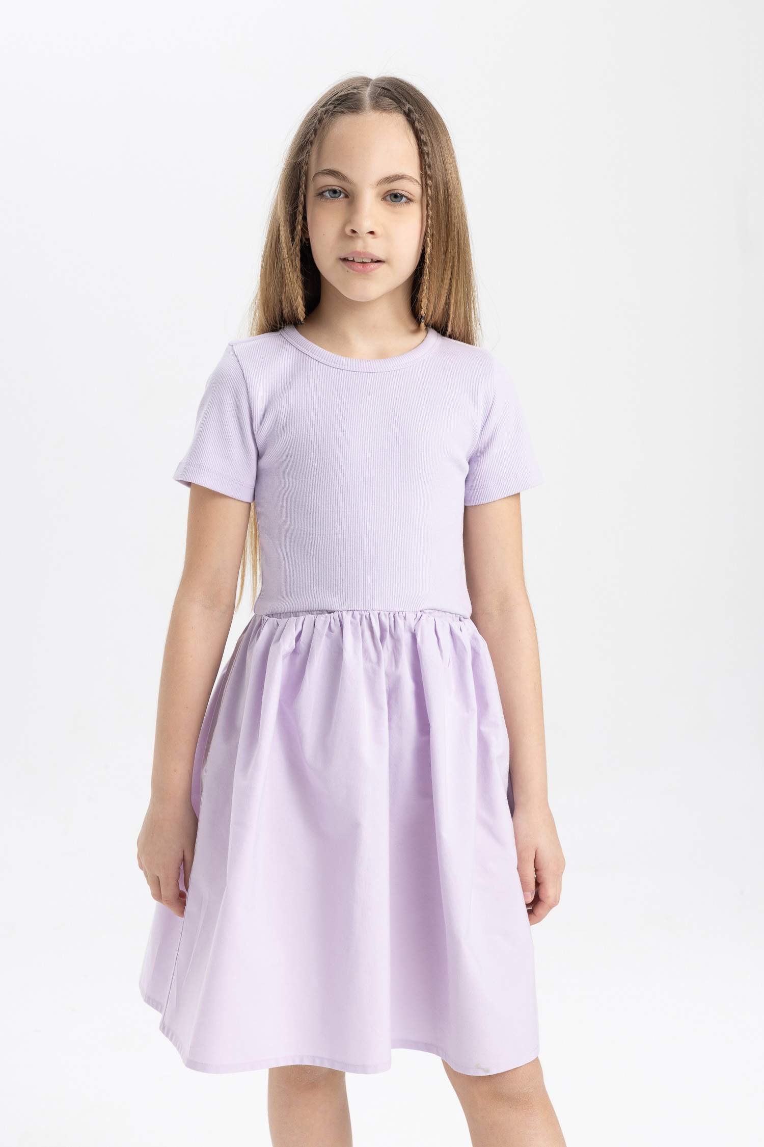 فستان بناتي قطن نص ردن قصة عادية