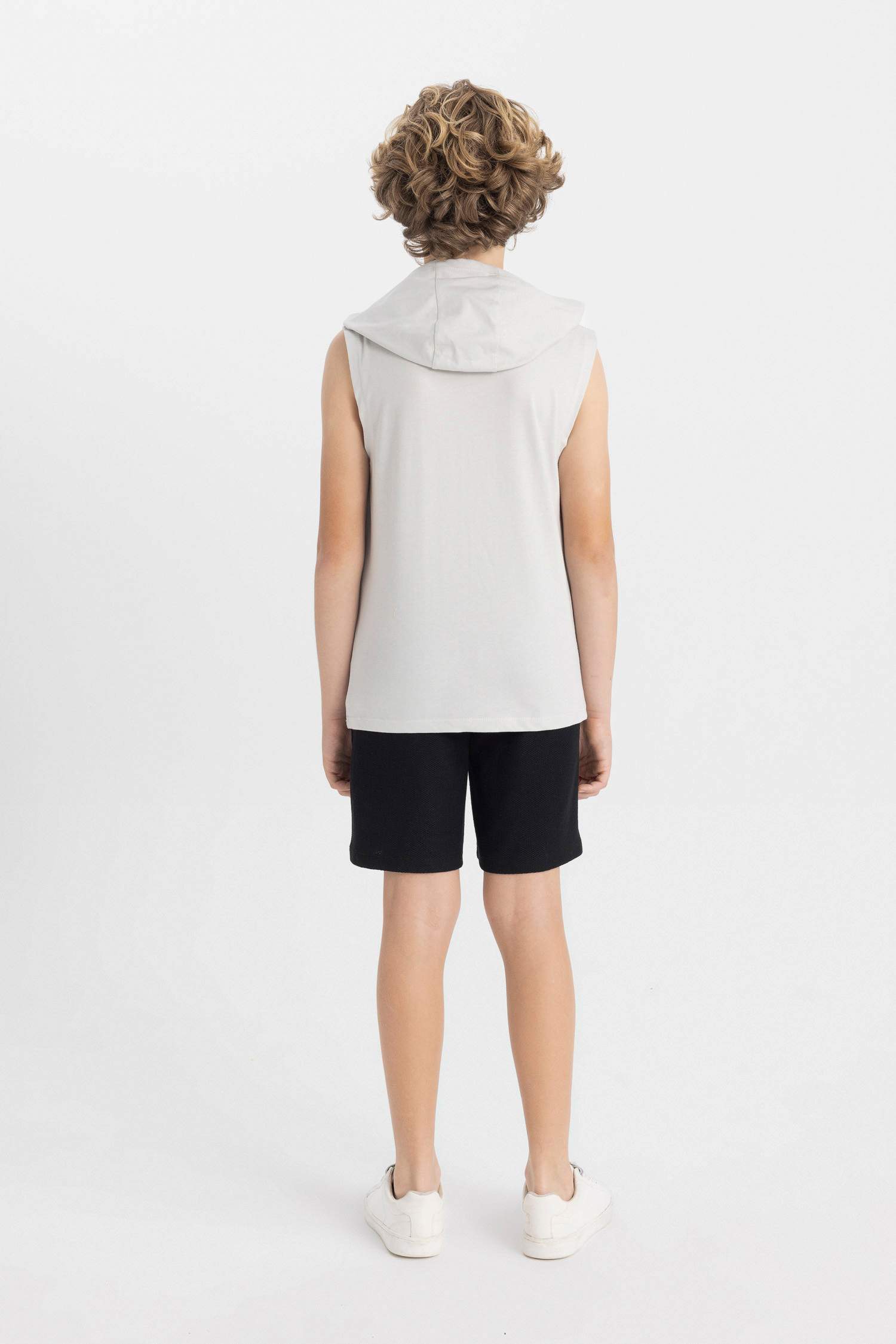 Boy Printed Hooded Undershirt Shorts 2 Piece Set