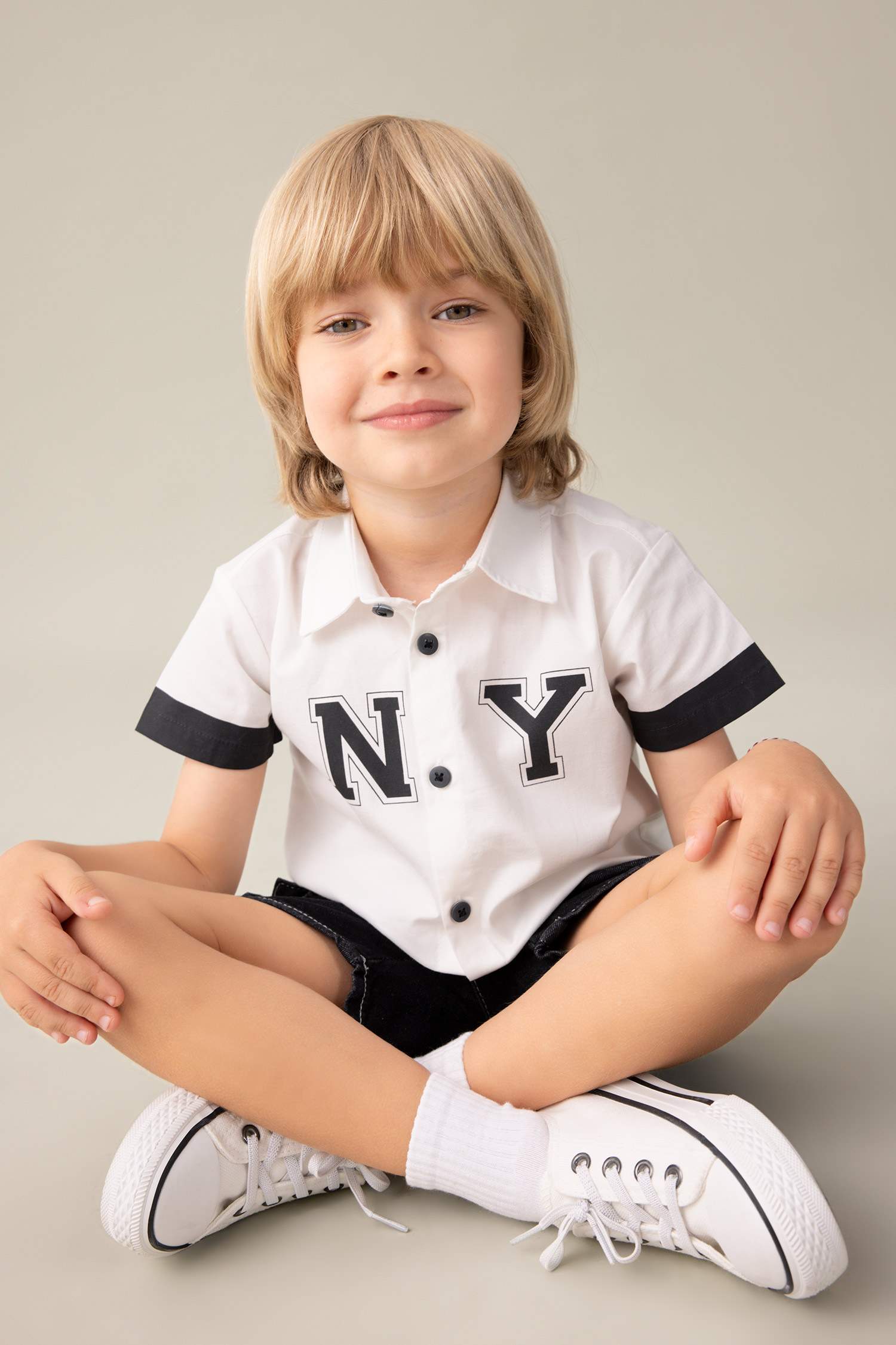 Erkek Bebek Poplin Kısa Kollu Gömlek