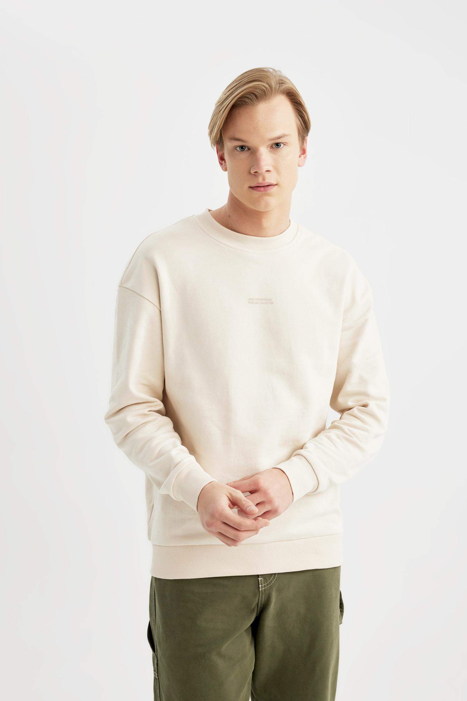 Boxy Fit Crew Neck Printed Sweatshirt