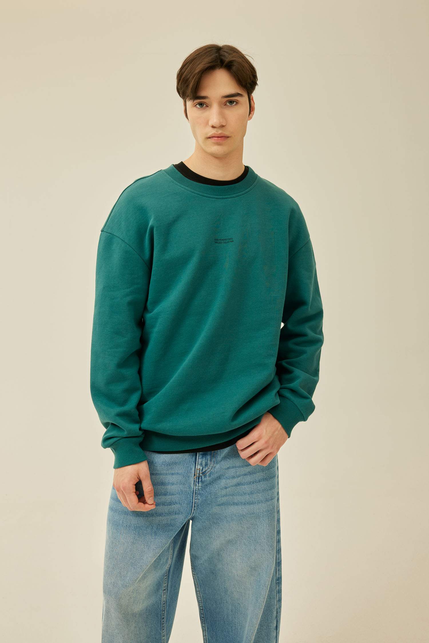 Boxy Fit Crew Neck Printed Sweatshirt
