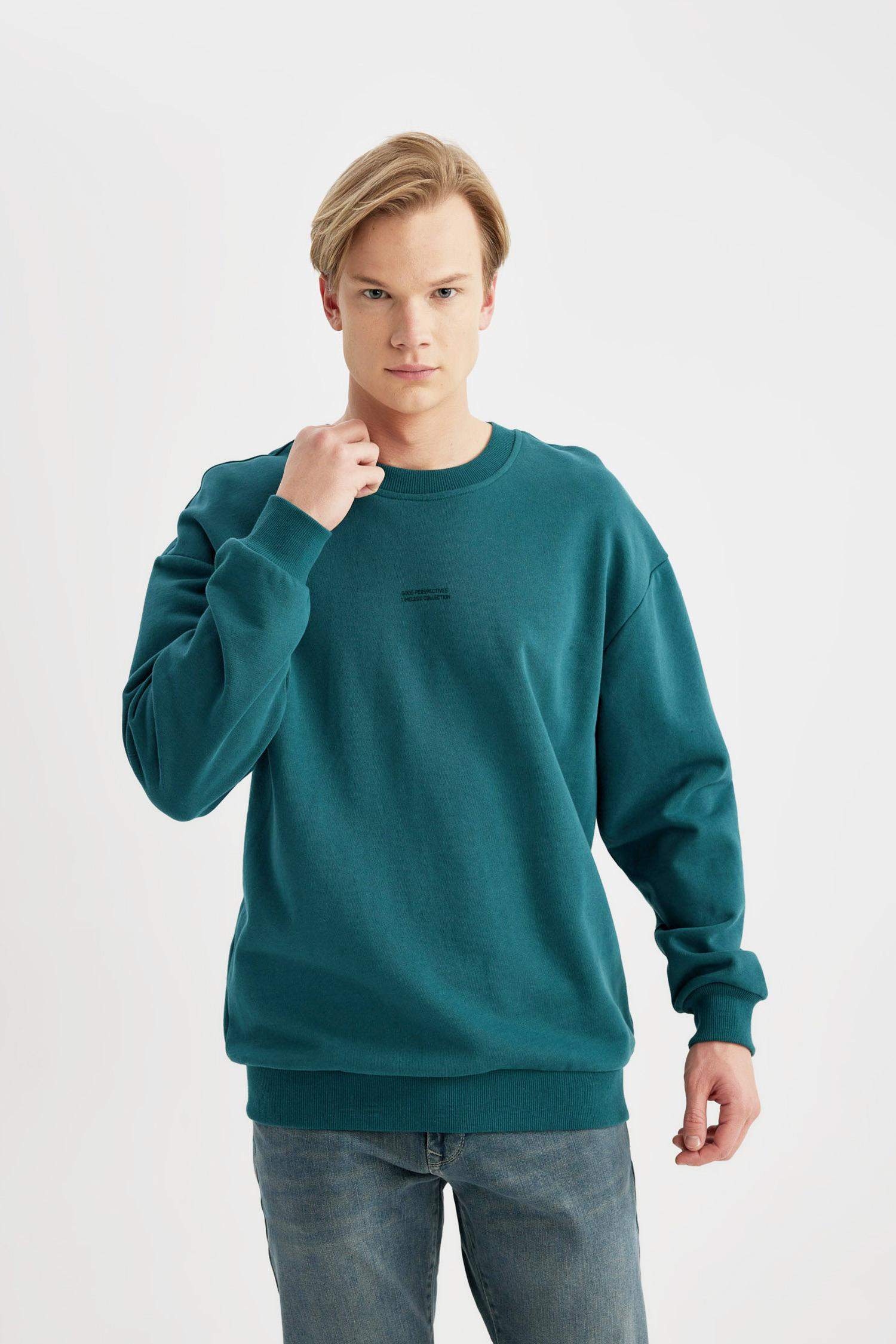 Boxy Fit Crew Neck Printed Sweatshirt