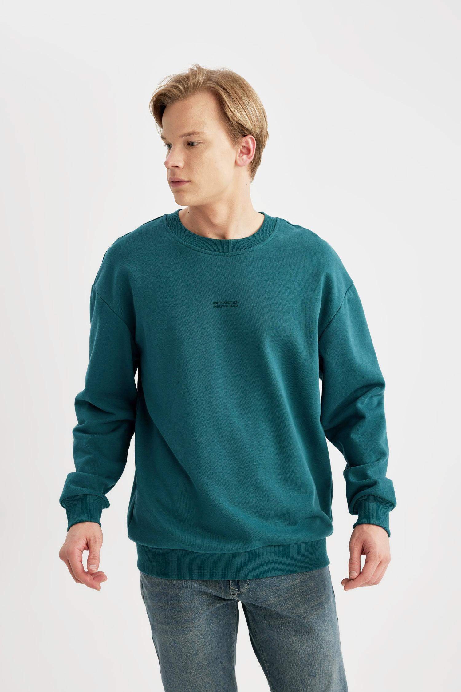 Boxy Fit Crew Neck Printed Sweatshirt