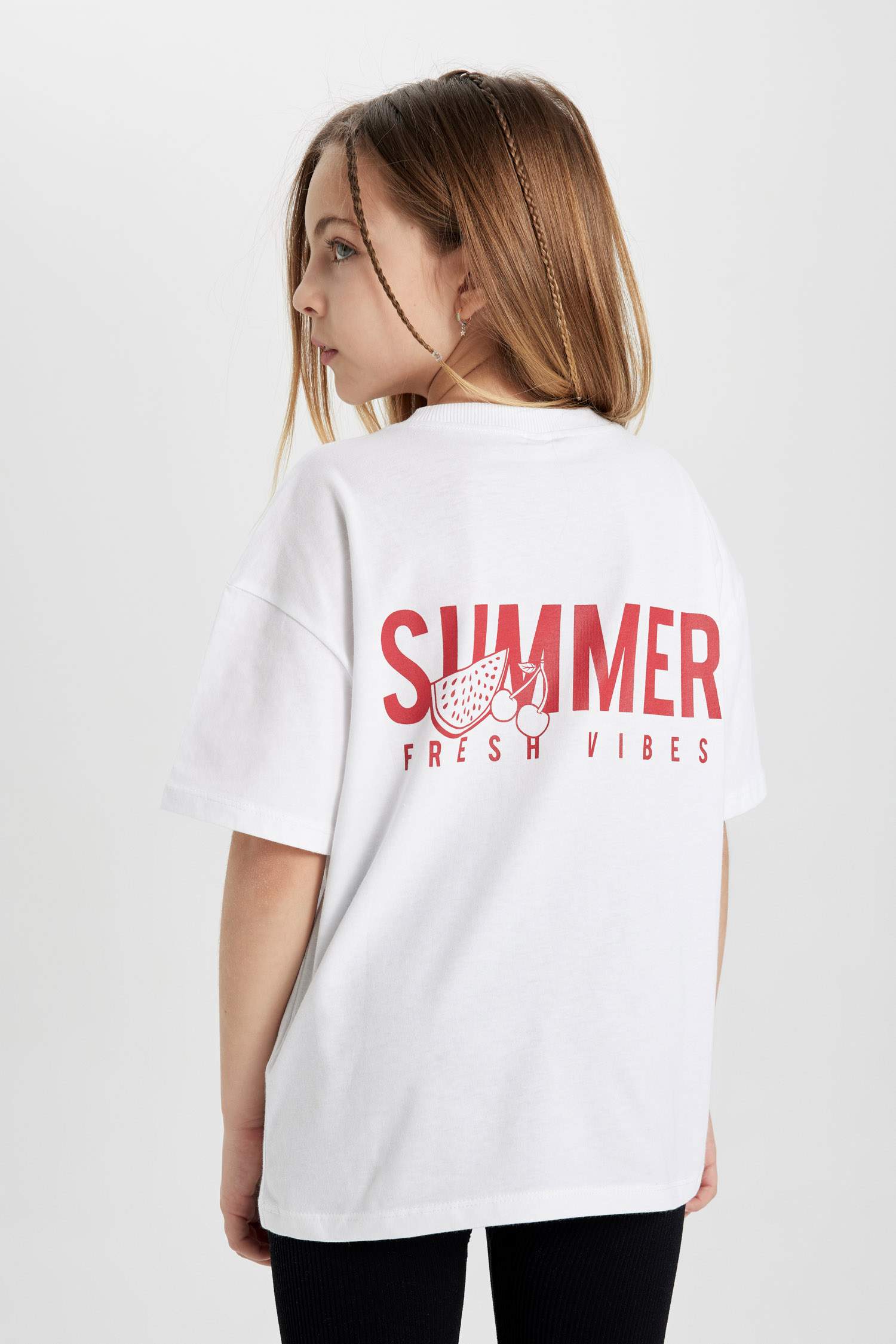 Girl Oversize Fit Back Printed Short Sleeve T-Shirt