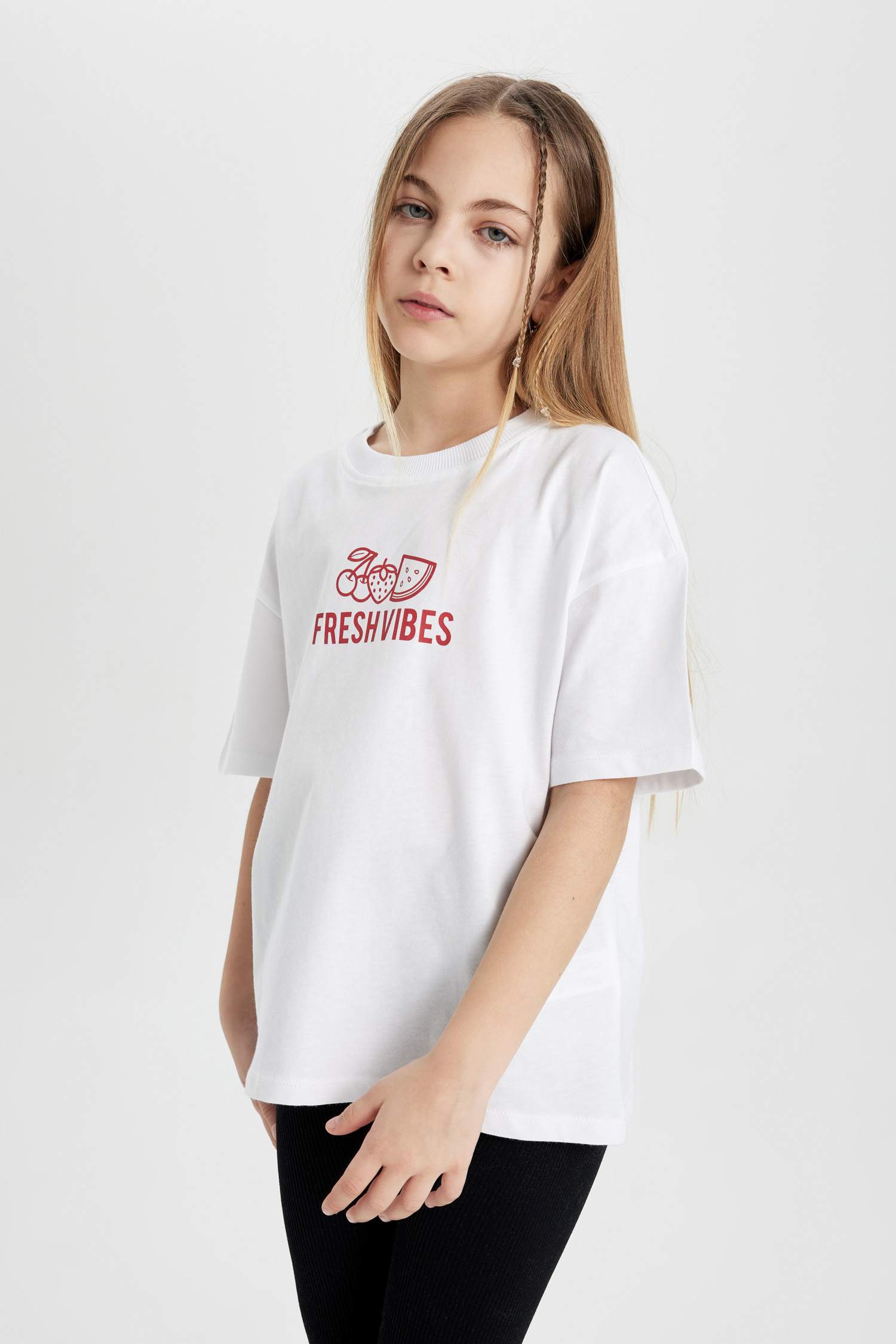 Girl Oversize Fit Back Printed Short Sleeve T-Shirt
