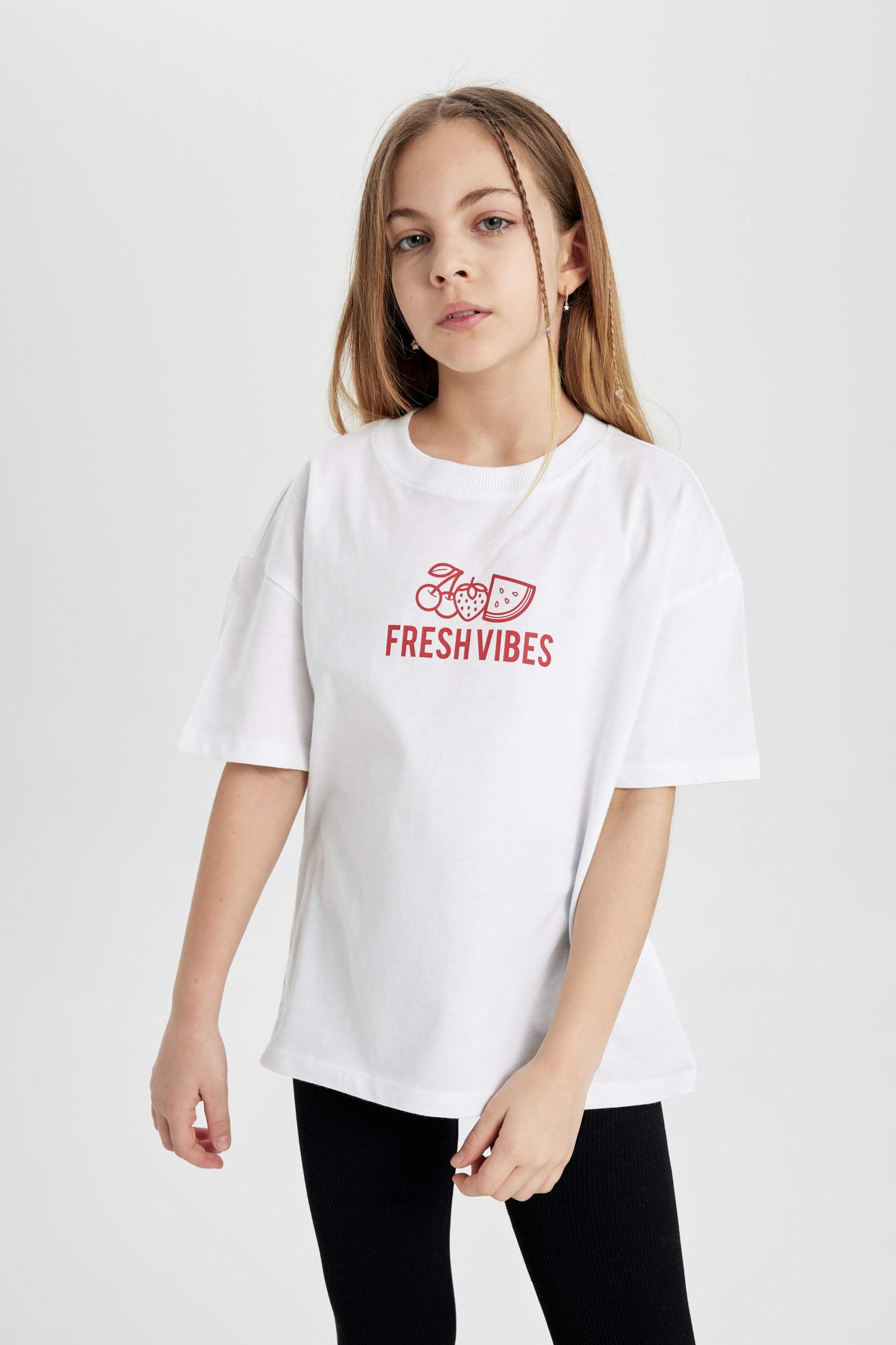 Girl Oversize Fit Back Printed Short Sleeve T-Shirt